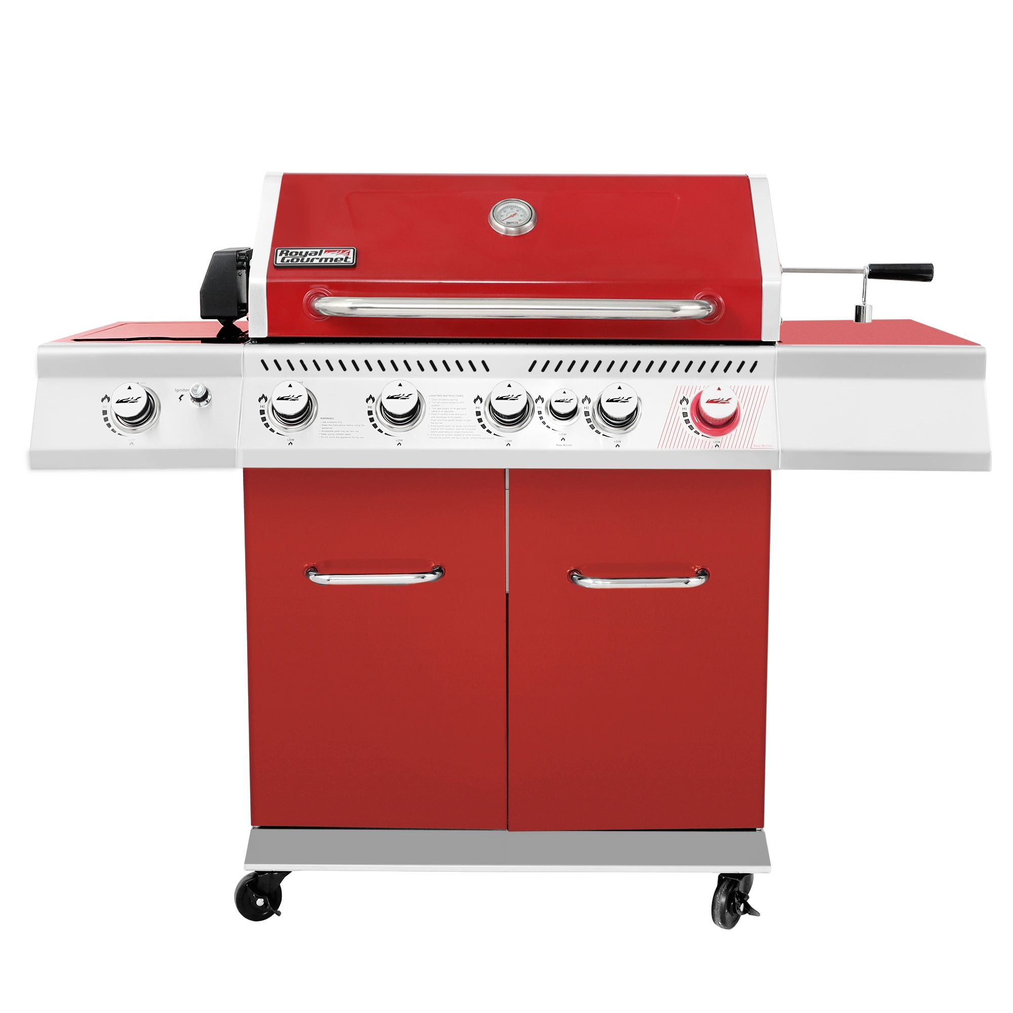 Royal Gourmet GA5403R Red 5-Burner Infrared Liquid Propane Gas Grill with 1 Side Burner