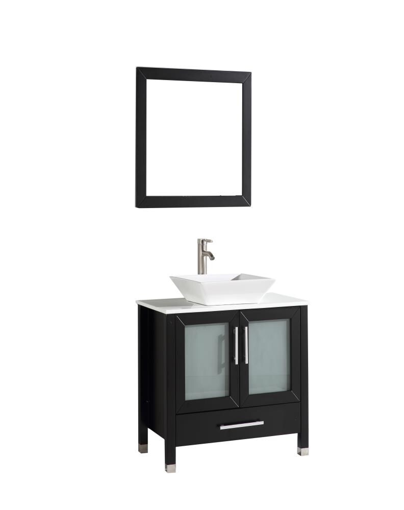 MTD Vanities 30-in Espresso Double Sink Bathroom Vanity with White ...