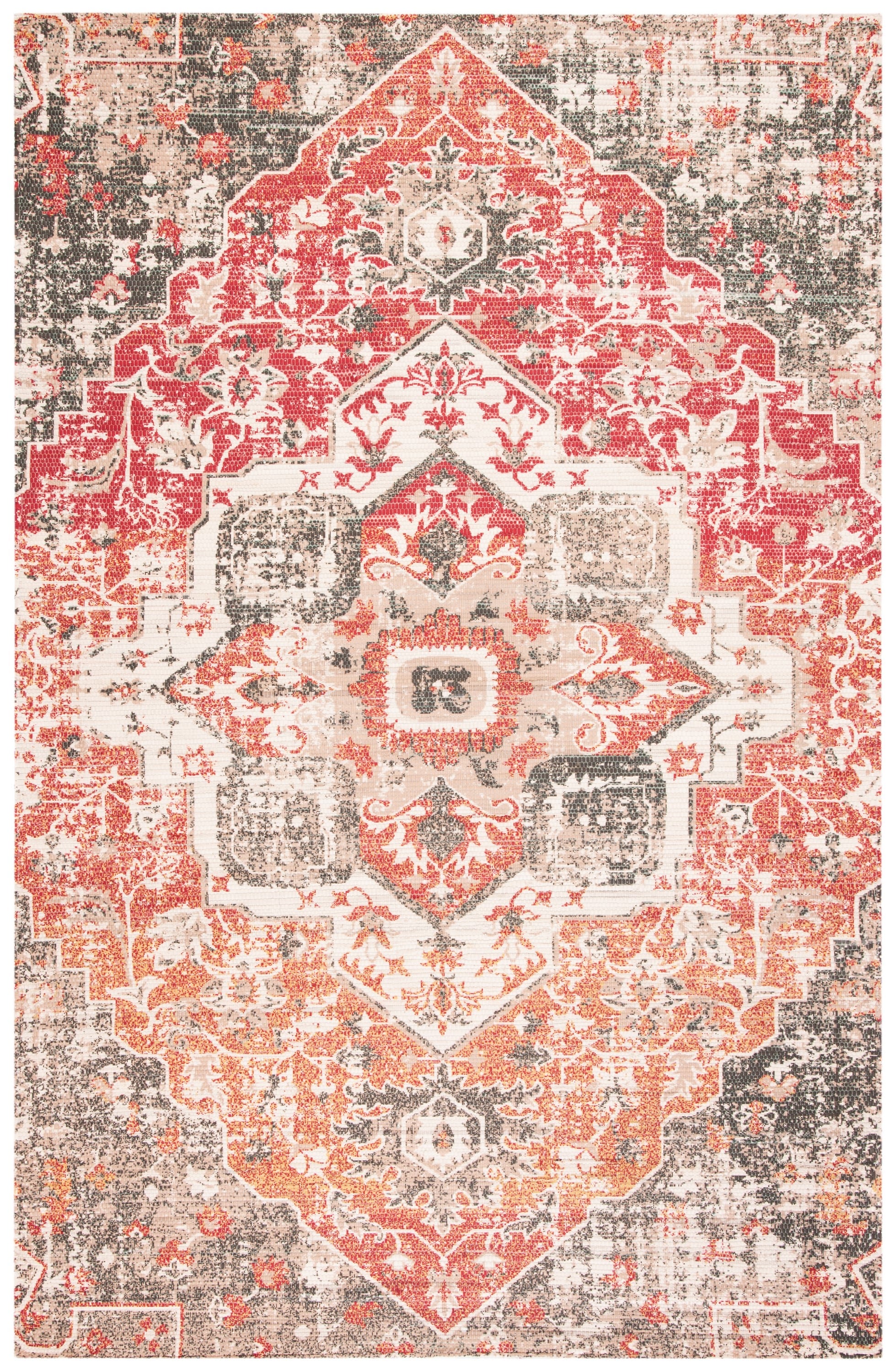 Handmade Cotton Chic Boho Red & Beige 4' x 6' Area Rug