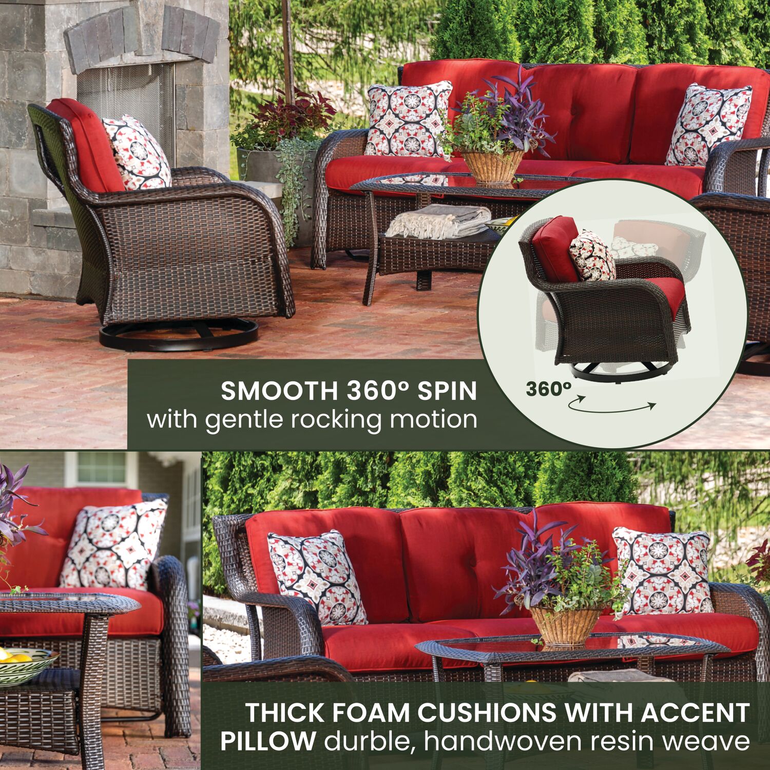 Hanover STRATH4PCSW-S-RED Patio-Conversation-Sets - View #5