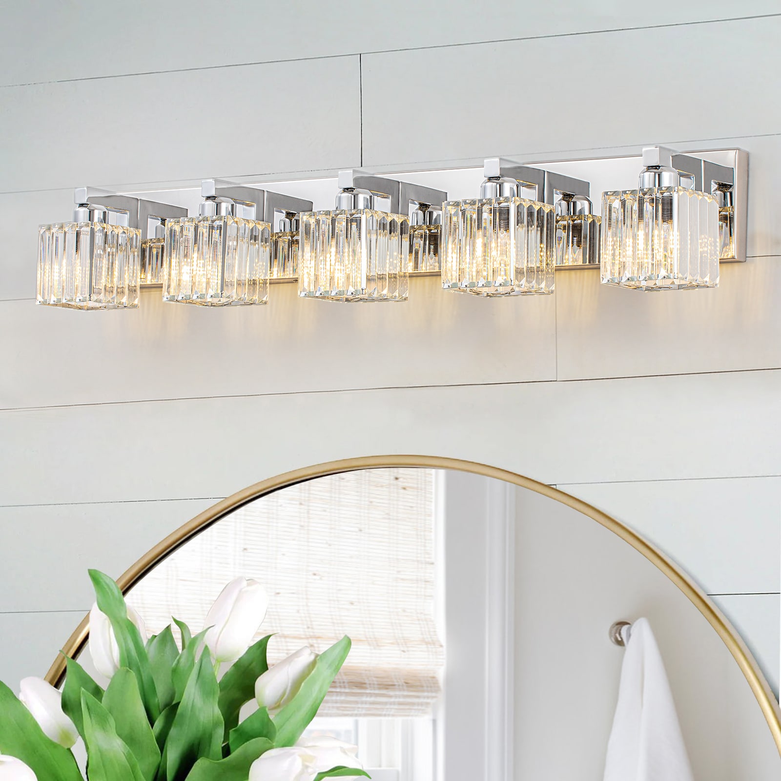 EDISLIVE Y81010000048278 35.4-in 5 -Light Chrome Modern/contemporary Vanity light