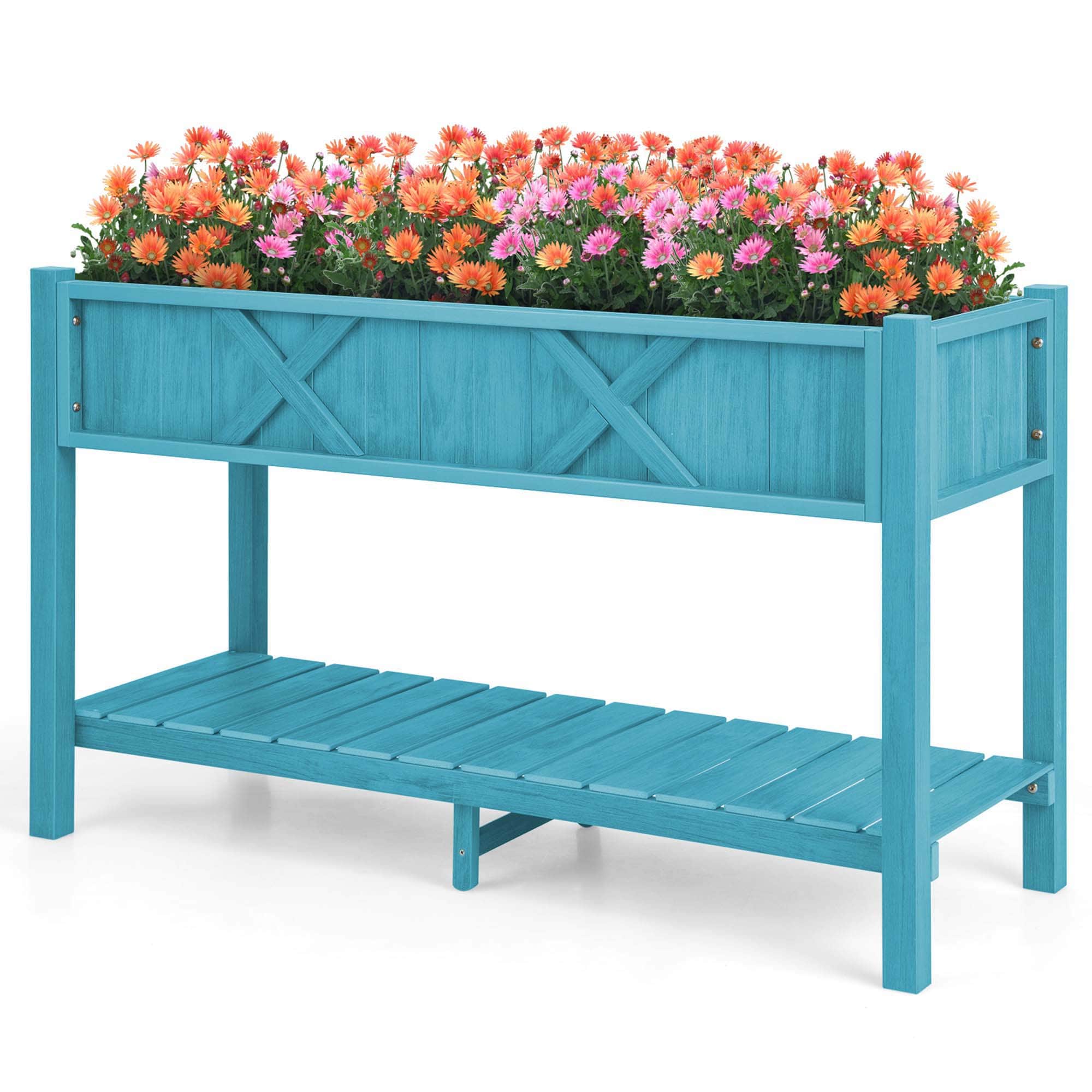 Costway HCST00989 18-in W x 47-in L x 29-in H Blue Plastic Raised Garden Bed
