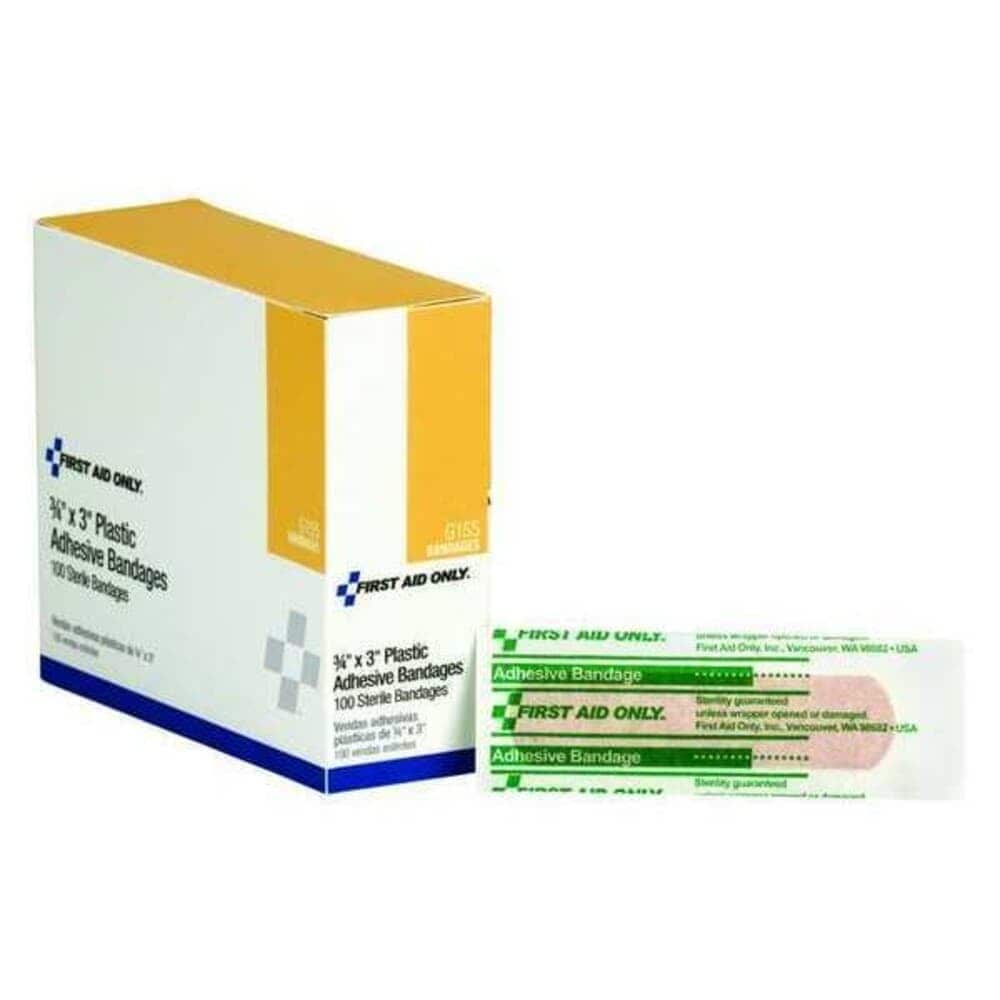 First Aid Only  Adhesive Bandage Plastic 3/4x3In PK100 G155