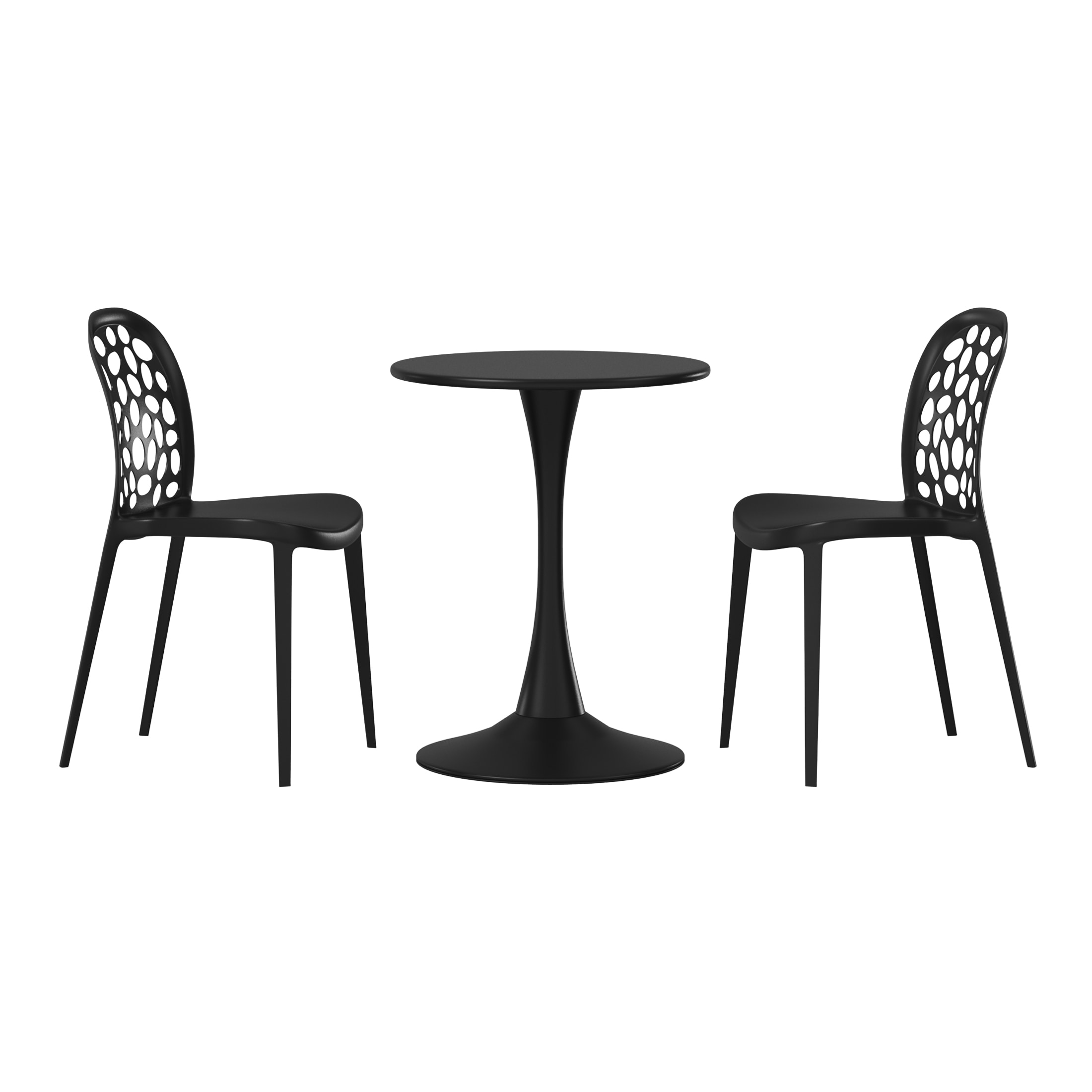 Costaelm - Sunshine 3 Piece Outdoor Indoor Metal Patio Dining Table Set With Stackable Polypropy...