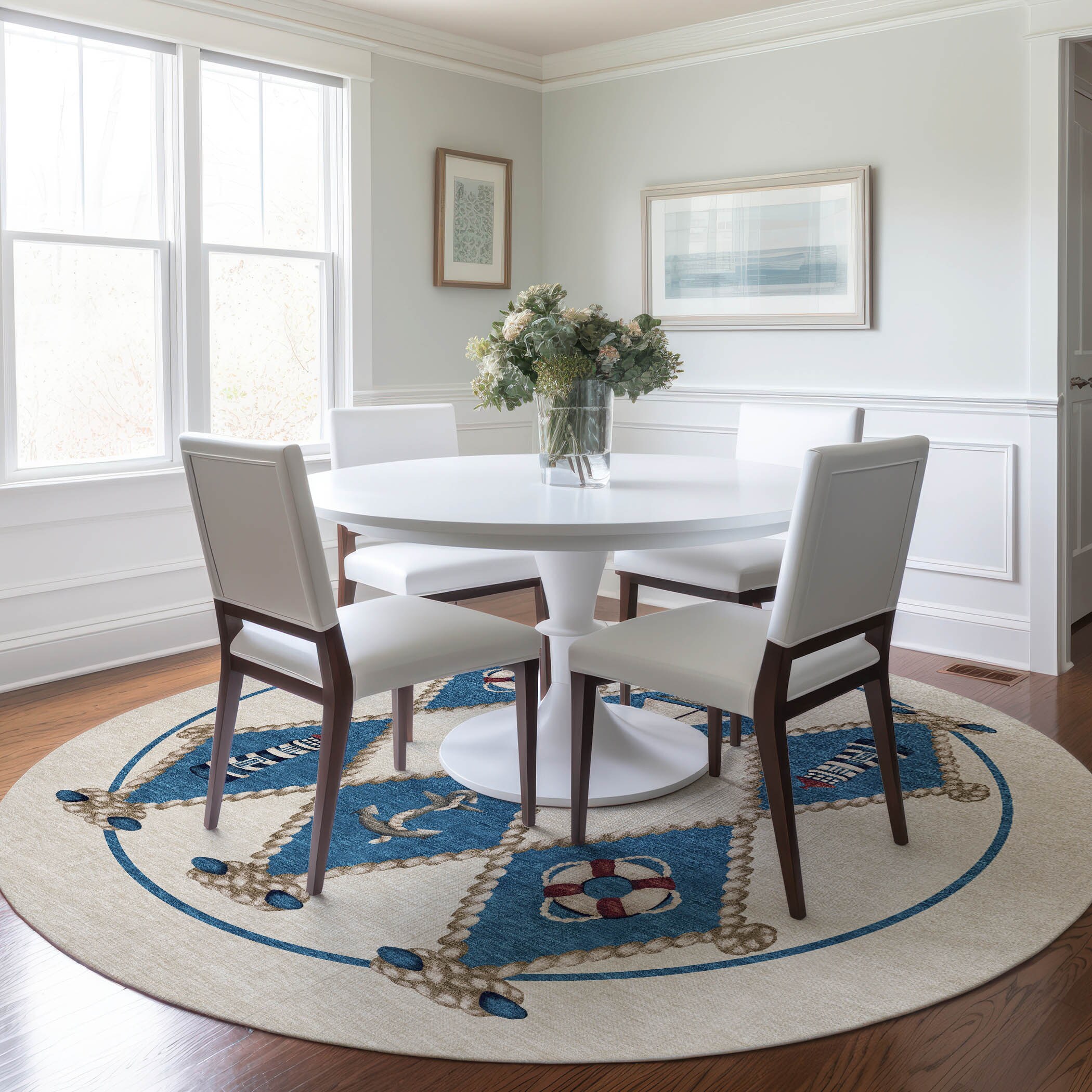 Addison Rugs AMF151IV8RO Mayfield AMF151IV 8 x 8 (ft) Loomed Polyester Ivory Round Indoor Geometric Machine washable Area rug