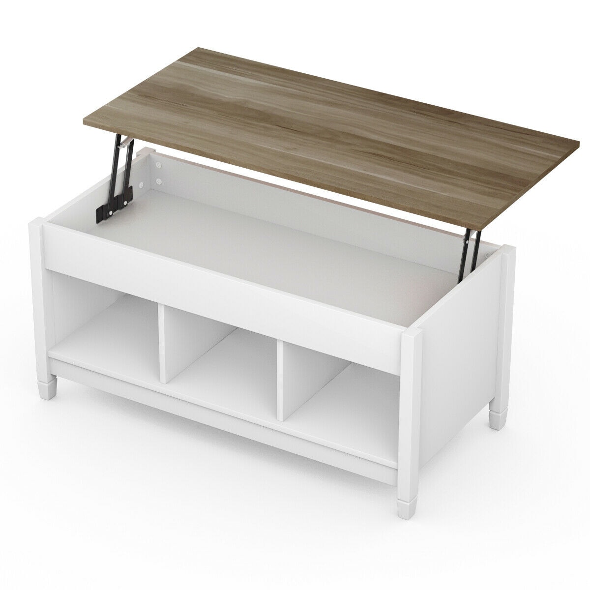 LIVIZA OUG65716WH White Wood Modern Coffee Table with Storage