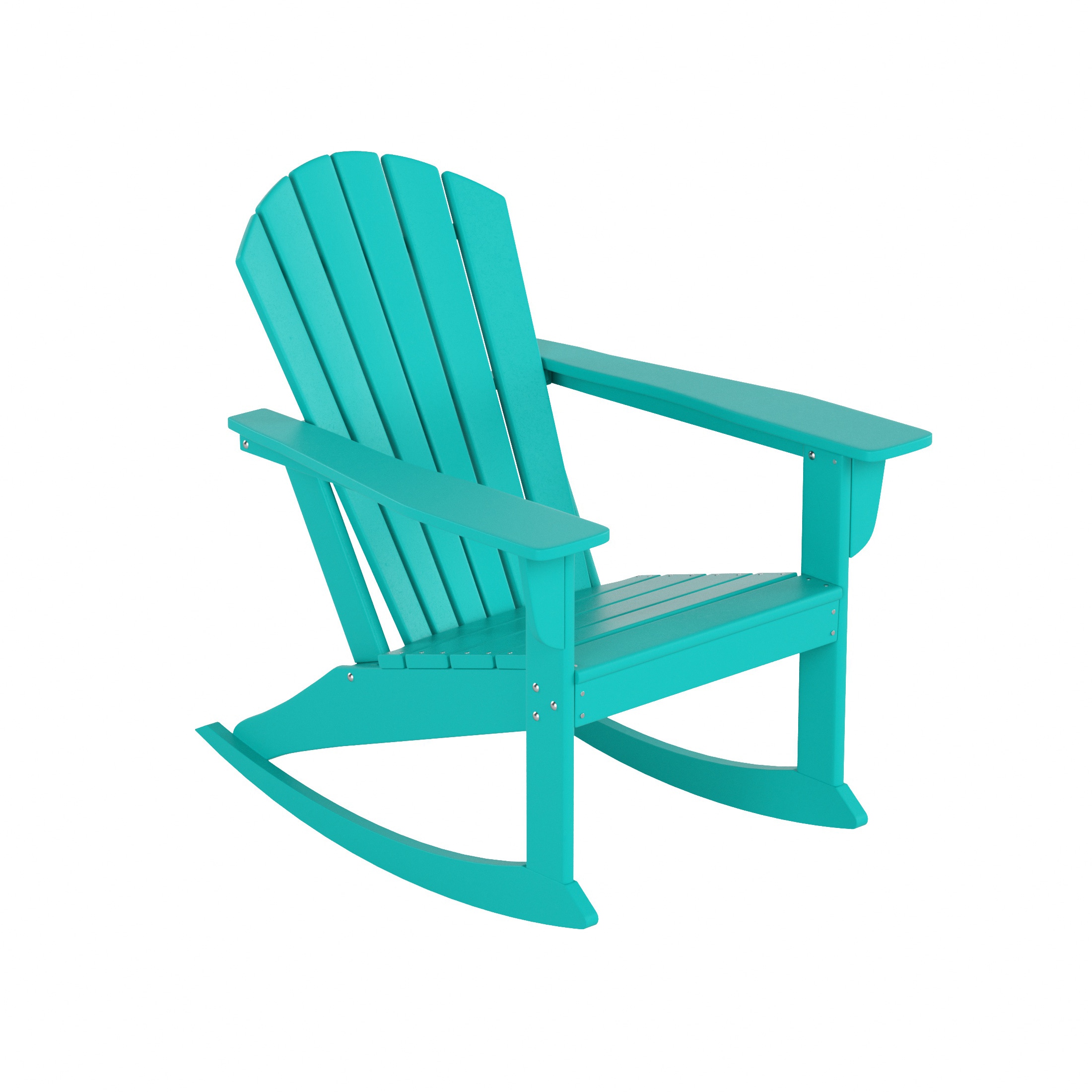 Westin Furniture OP5003-TQ Altura Turquoise HDPE Frame Rocking Chair with Slat Seat