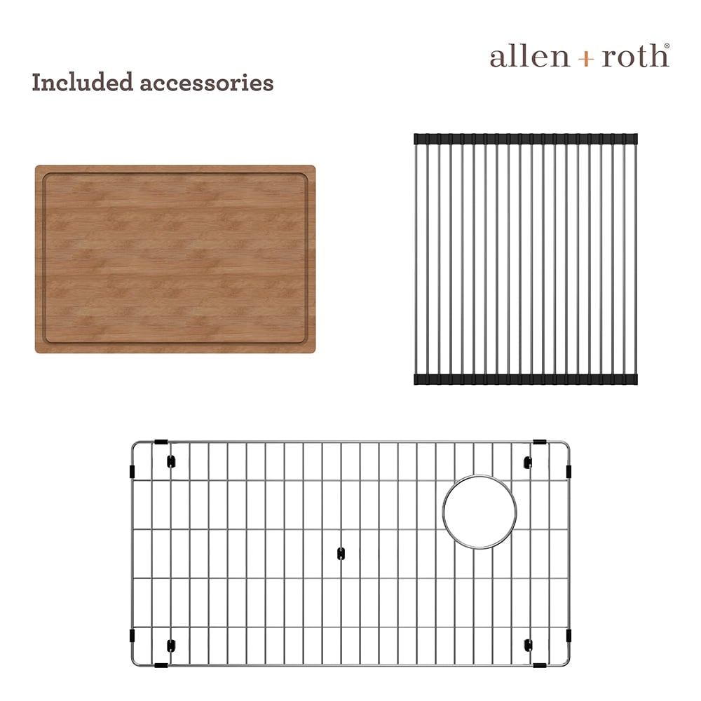 allen + roth Sanborn Sink Set Dual-mount 33-in x 22-in Alpina Granite  Single Bowl 5-Hole Workst… in 2023