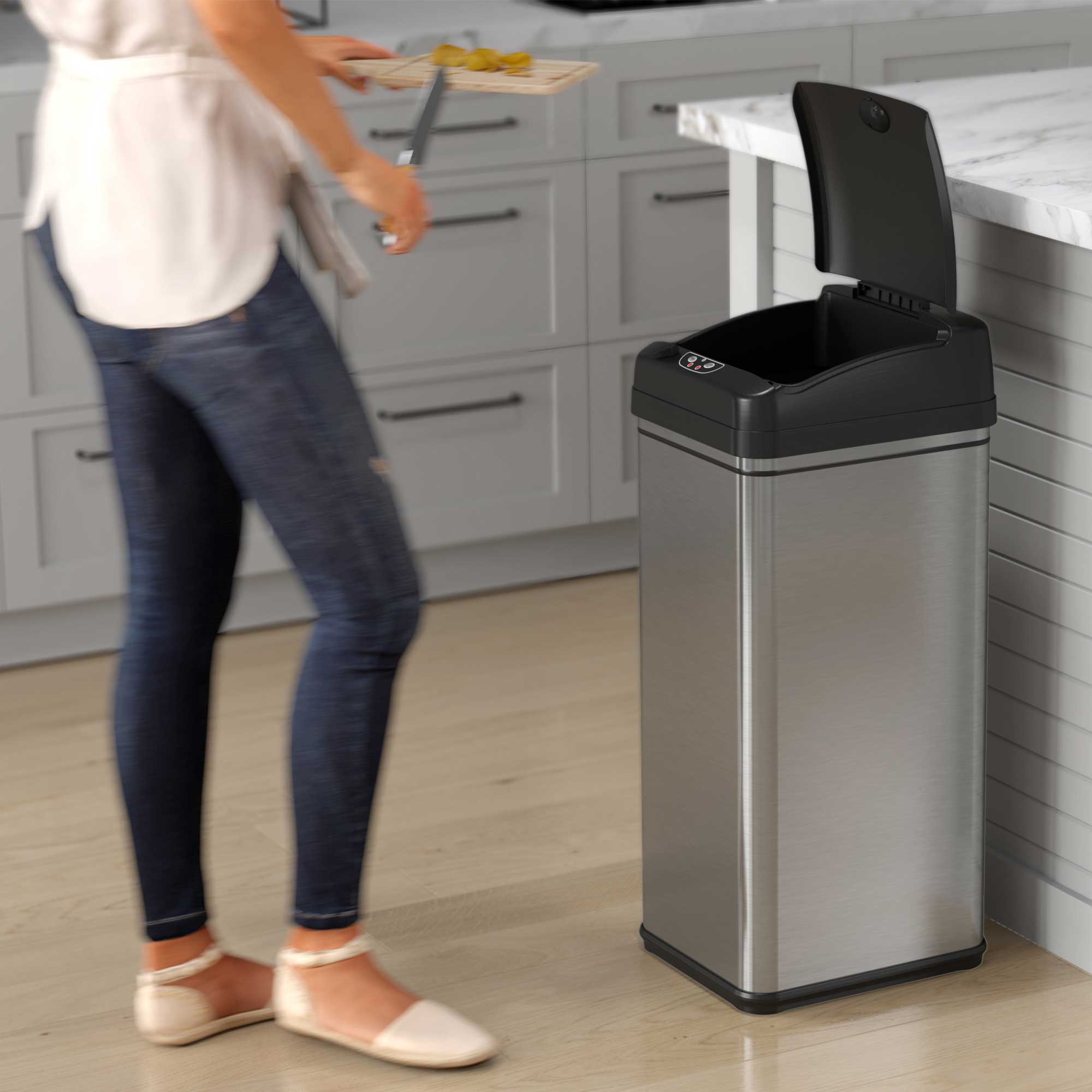 Touchless Stainless Steel 13 Gallon Motion Sensor Trash Can