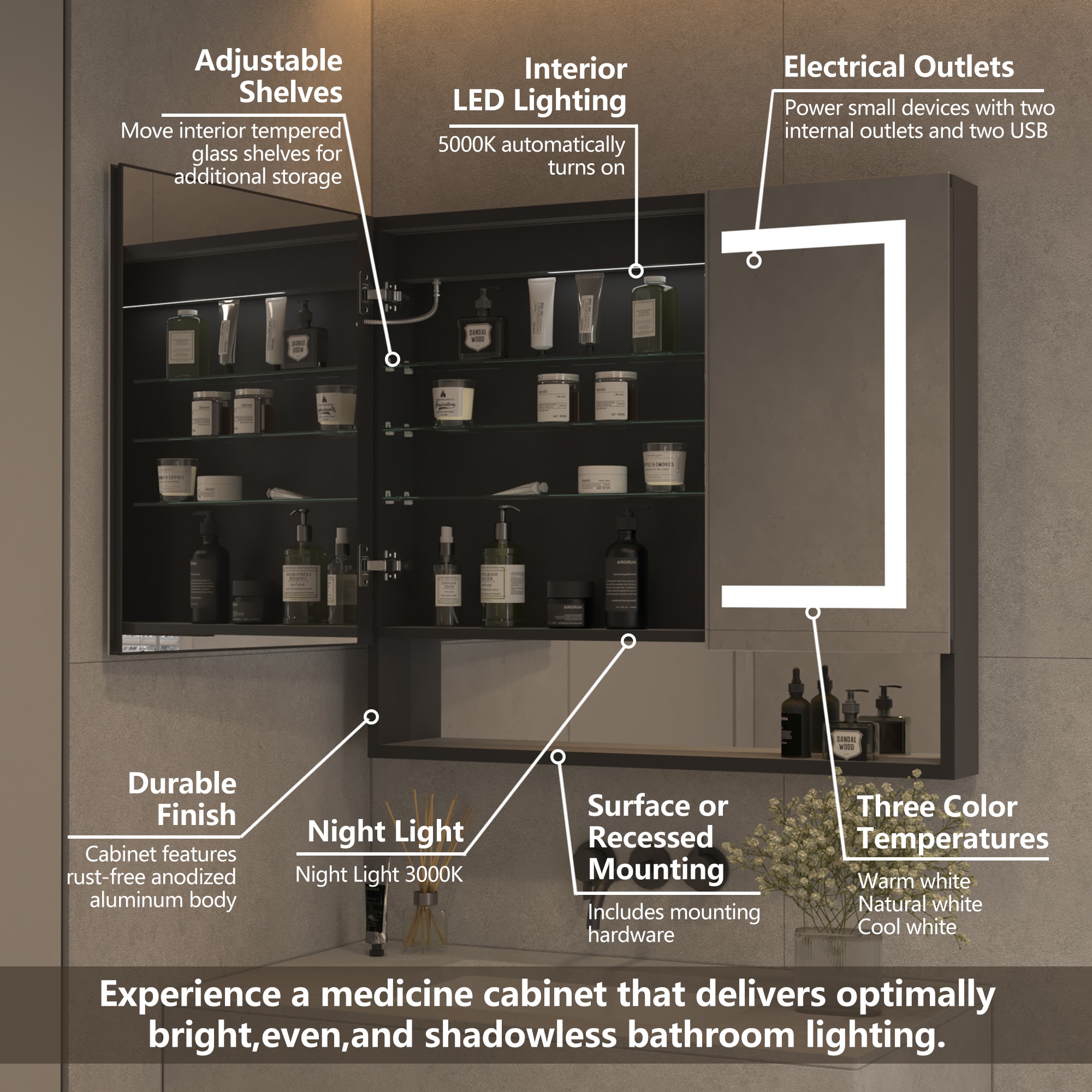 Forclover JSEX3632VFB Bathroom-Medicine-Cabinets - View #2