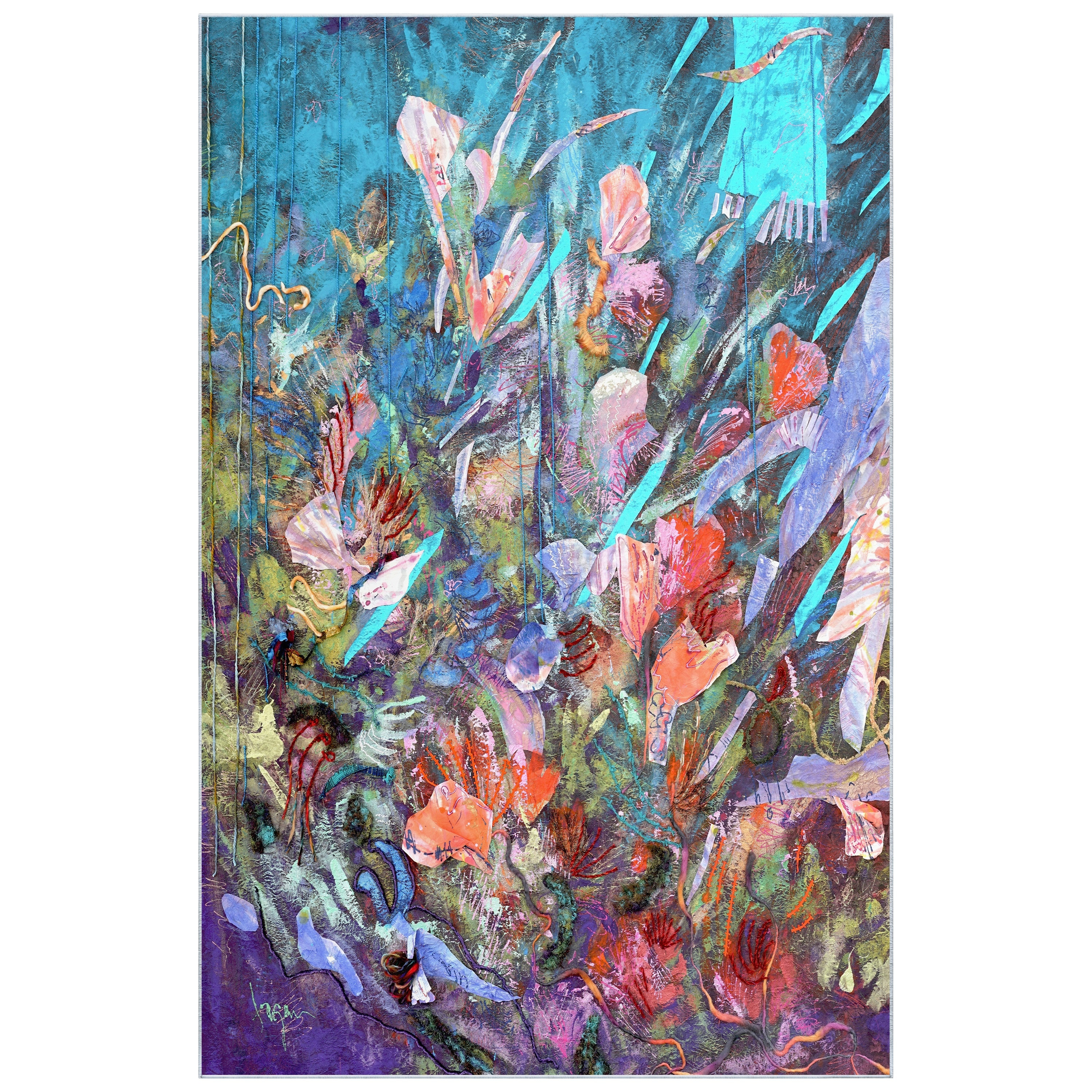 Empire Art Direct TDA-207161-0508C2 5 x 8 (ft) Polyester Multi-Colored Rectangular Indoor Floral/Botanical Area rug