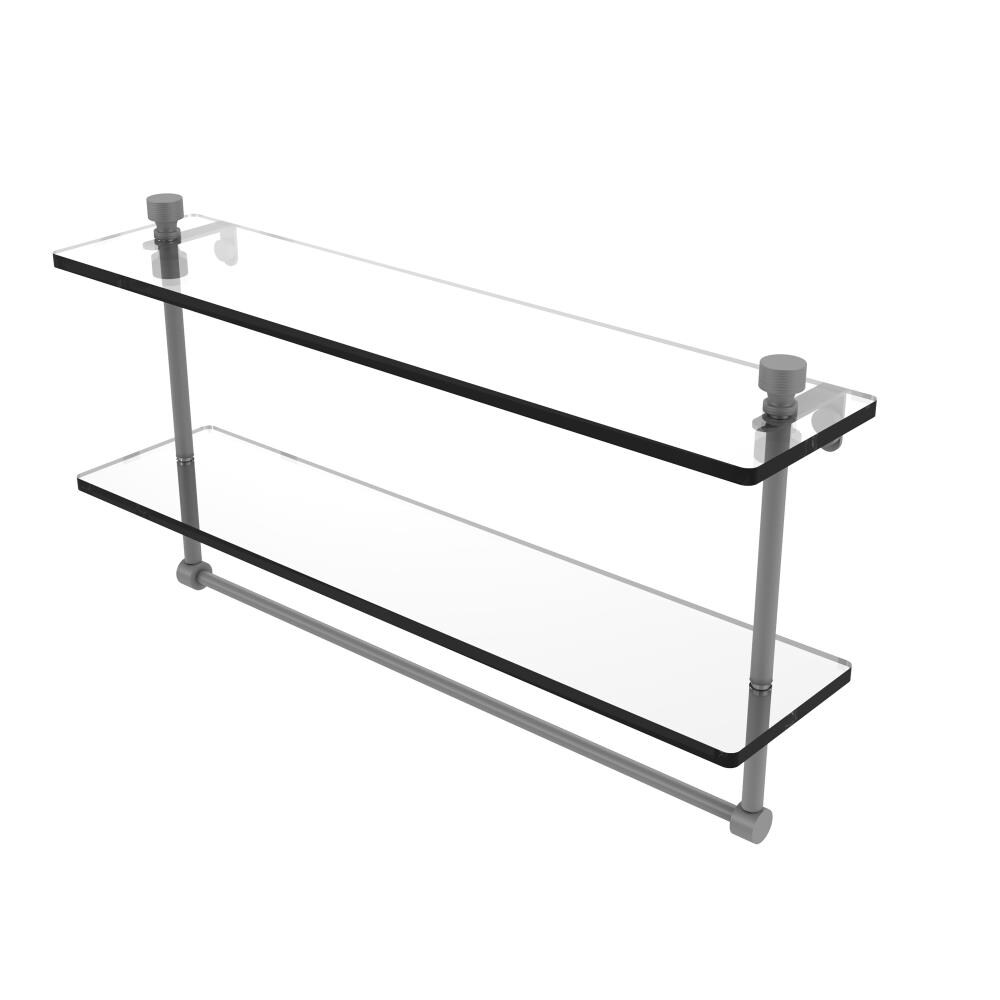 Allied Brass FT-2/22TB-GYM Foxtrot Matte Gray 2 -Tier Wall mount Bathroom Shelf ( 22-in x 12-in x 5-in )