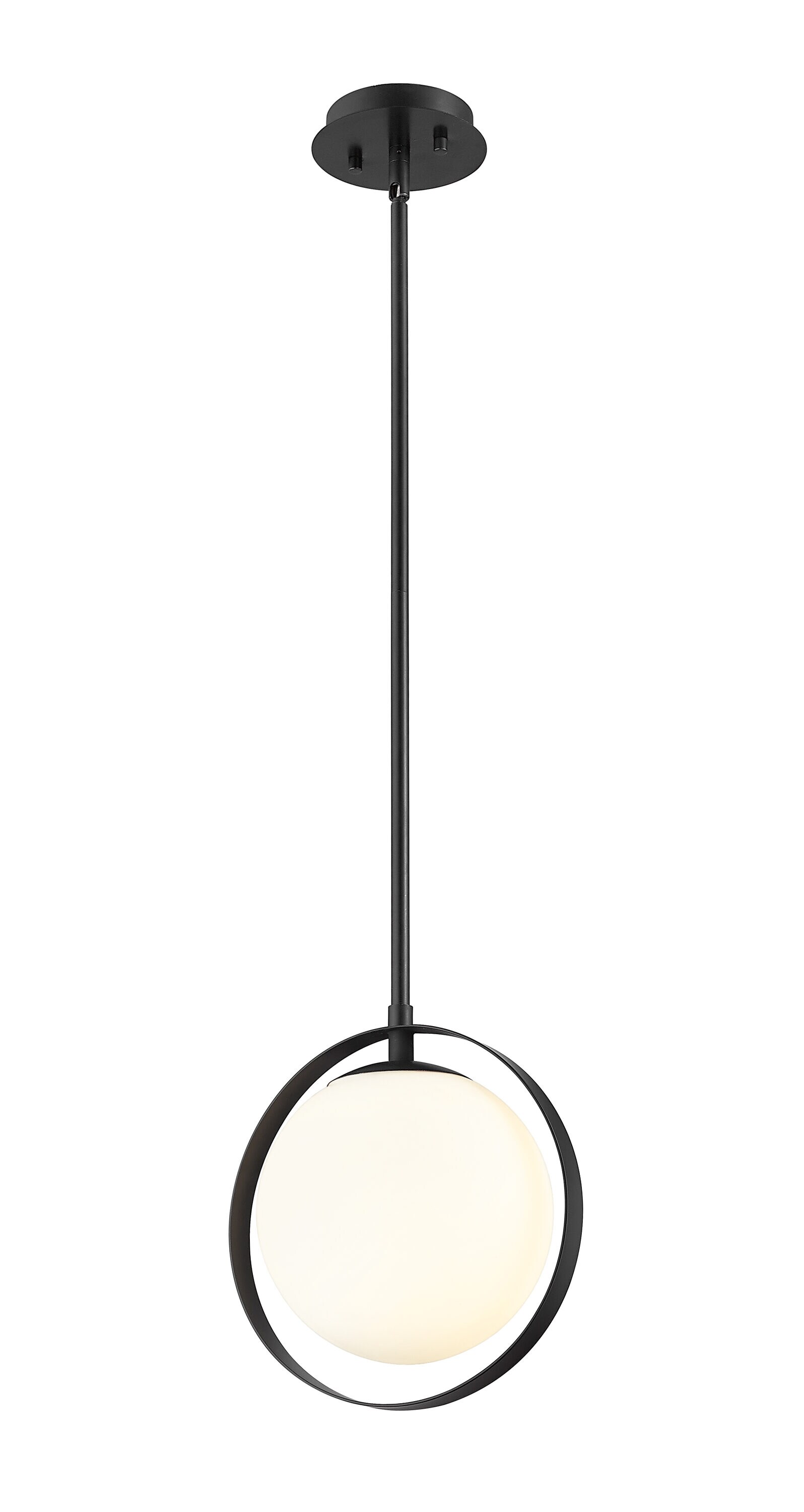 Z-Lite 730MP-MB Midnetic 1 -Light Matte Black Modern/contemporary Opal glass Globe Mini Hanging Pendant light