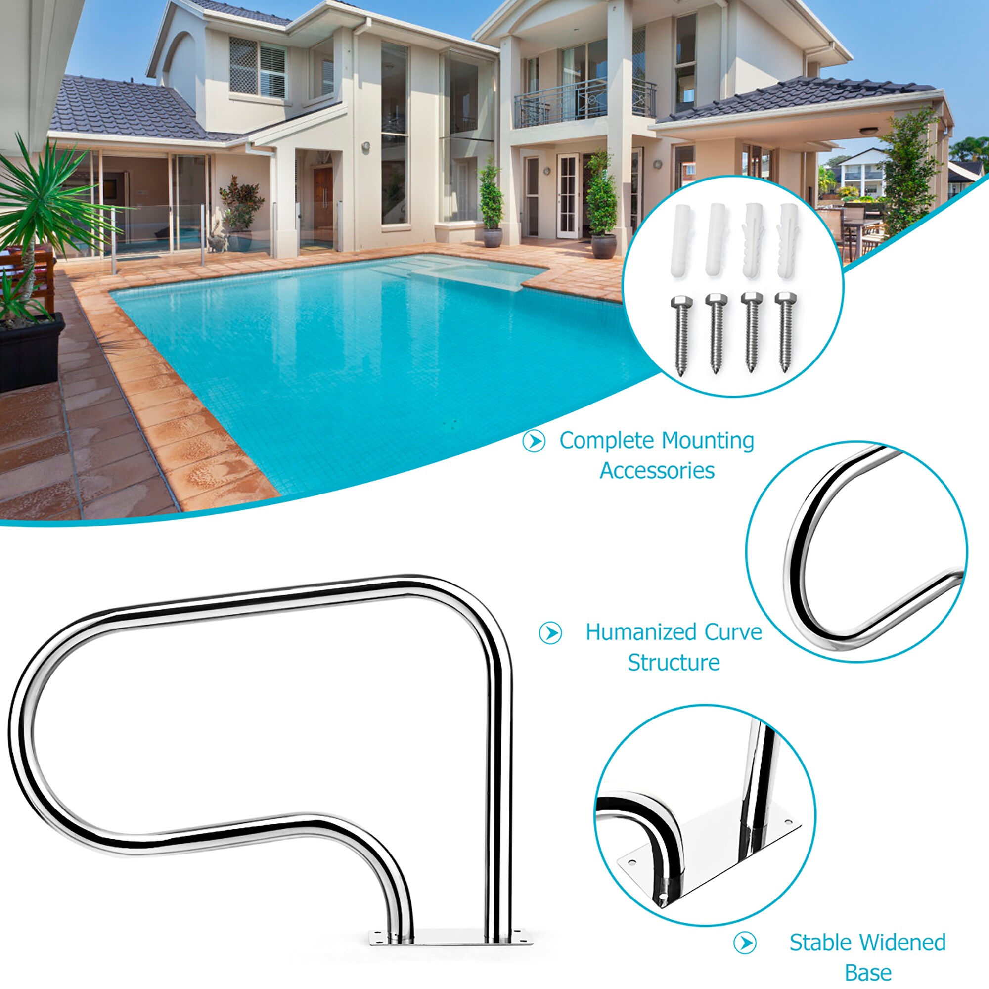 Costway CSHY006907 Above-Ground-Pool-Lad-Steps - View #7