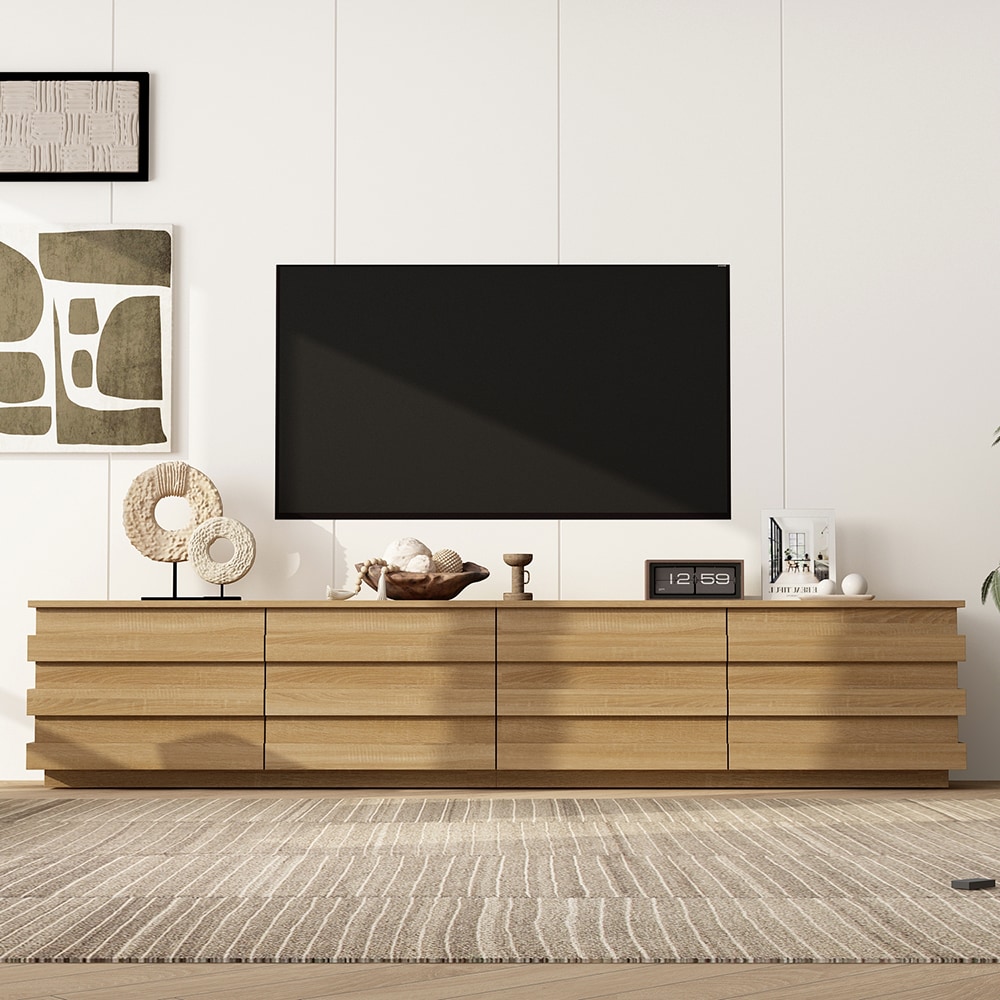 FUFU&GAGA - 4-Drawer TV Stand Modern/Contemporary Brown 76.3-in W TV stand ( Accommodates TVs up ...