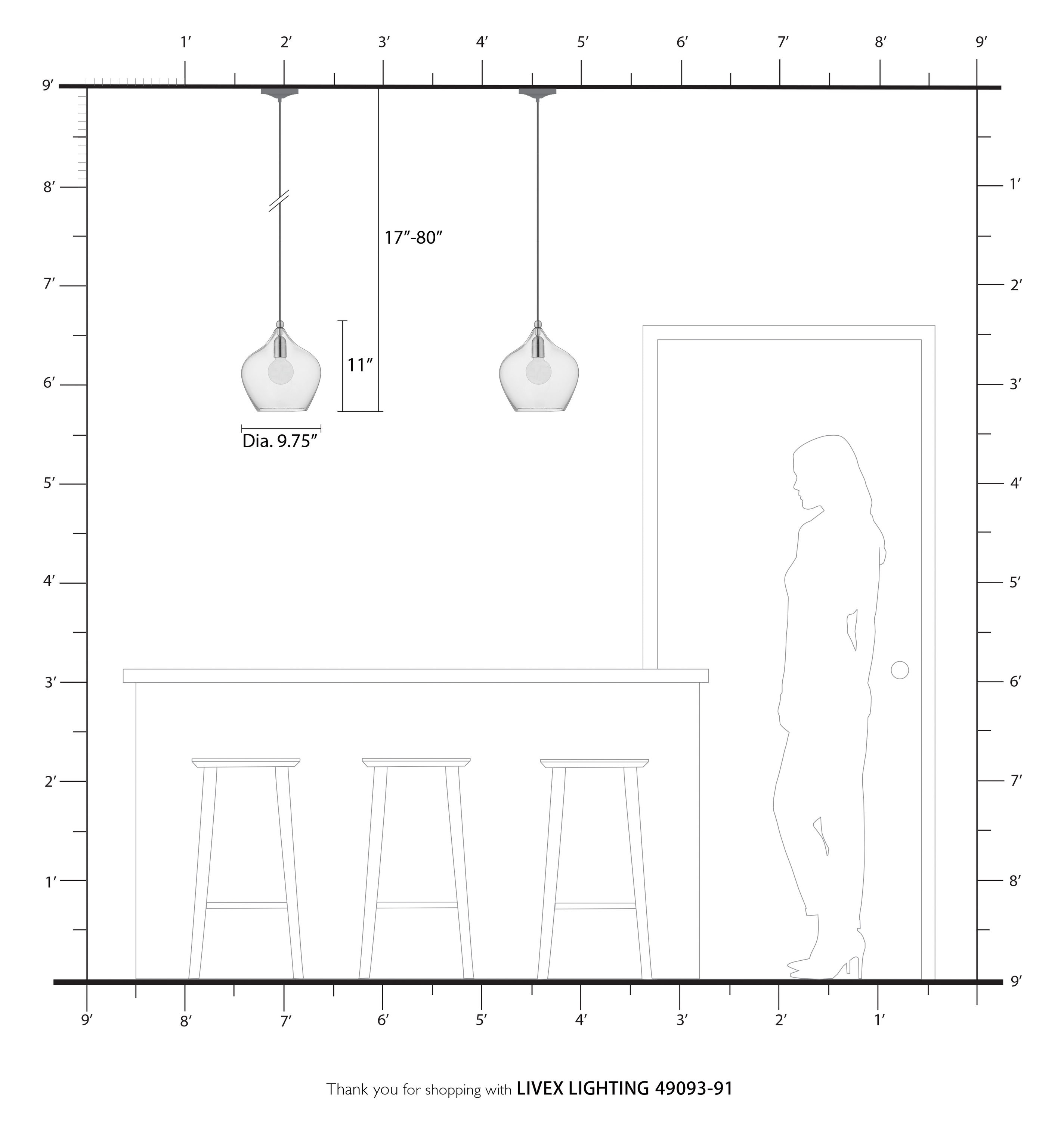 Aldrich Brushed Nickel Clear Glass Indoor/Outdoor Pendant Light