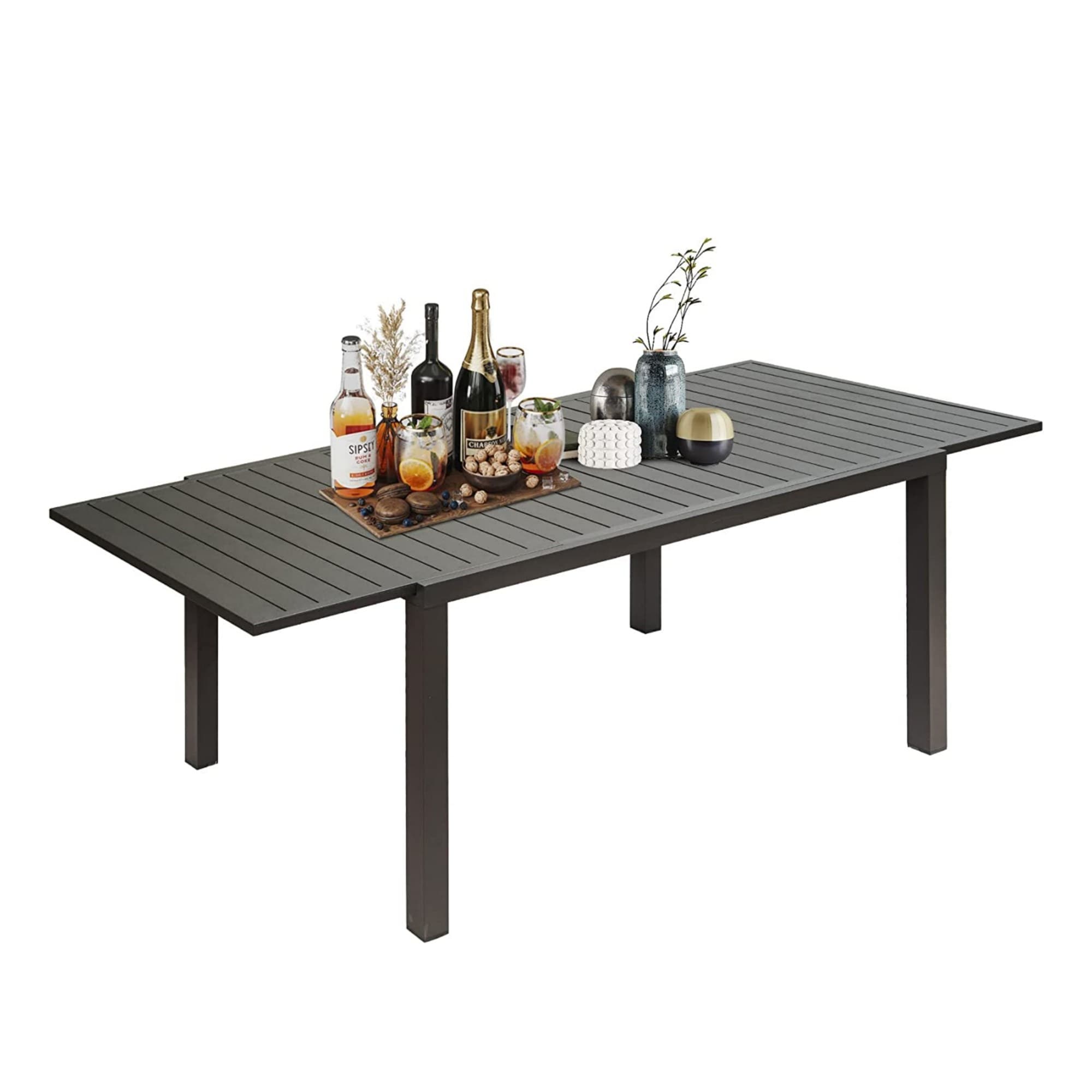 Clihome CL-DOL382 Patio Dining Expandable Table Rectangle Extendable Outdoor Dining Table 32.68-in W x 88.98-in L