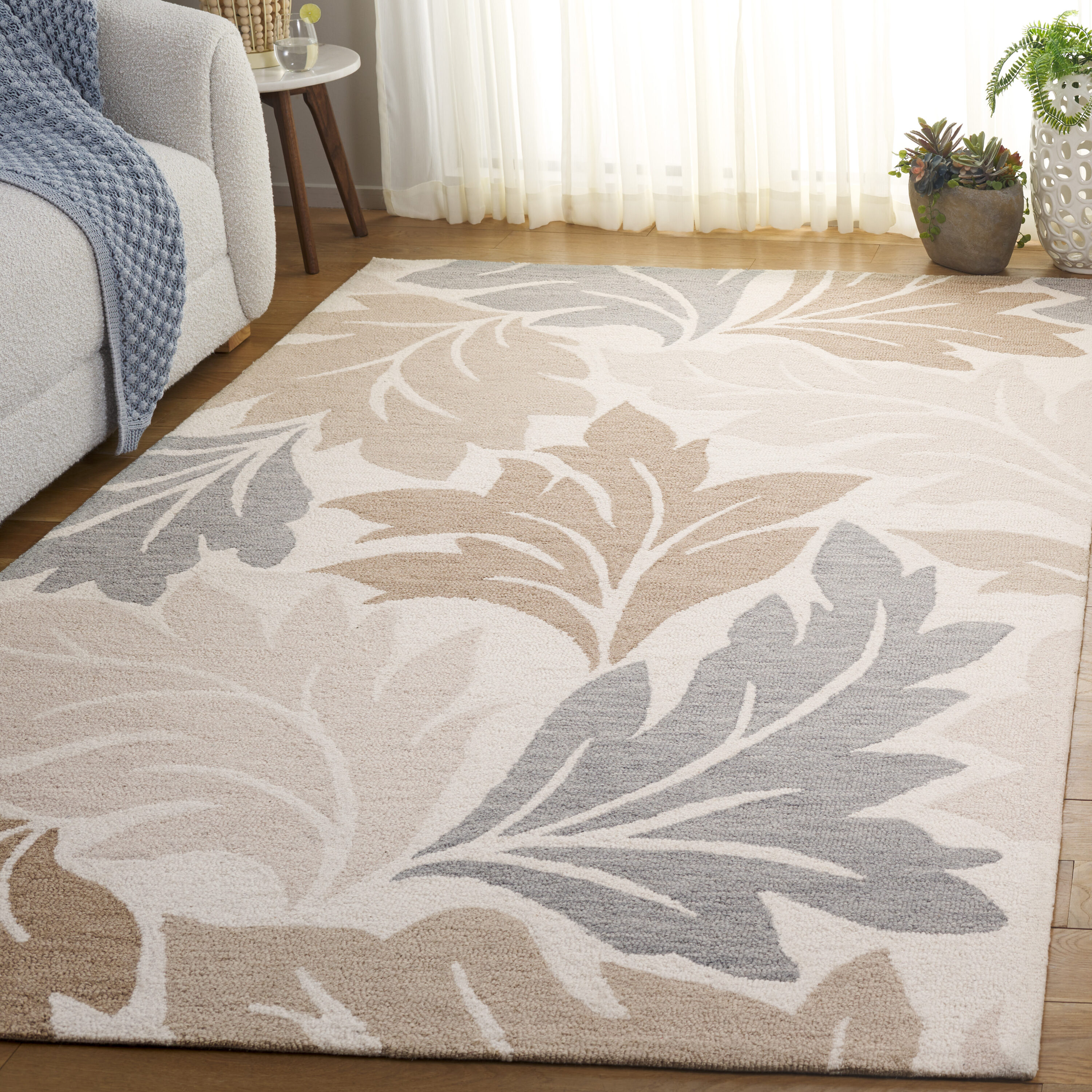  Jardin 402 Ivory/Brown Contemporary 4Ft x 6Ft Small Rectangle Rug