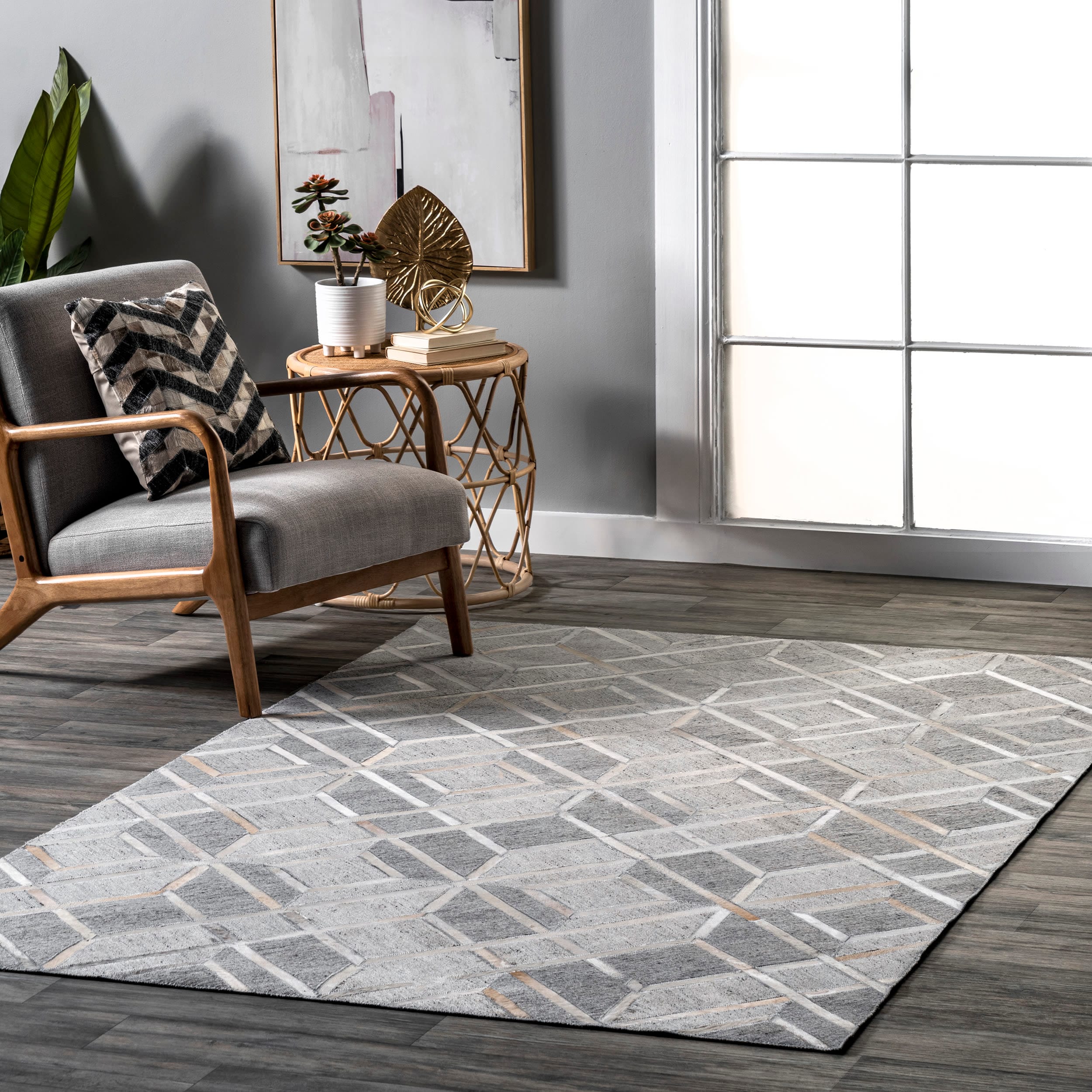 nuLOOM 8 x 10 Gray Indoor Geometric Machine Washable Area Rug in the ...