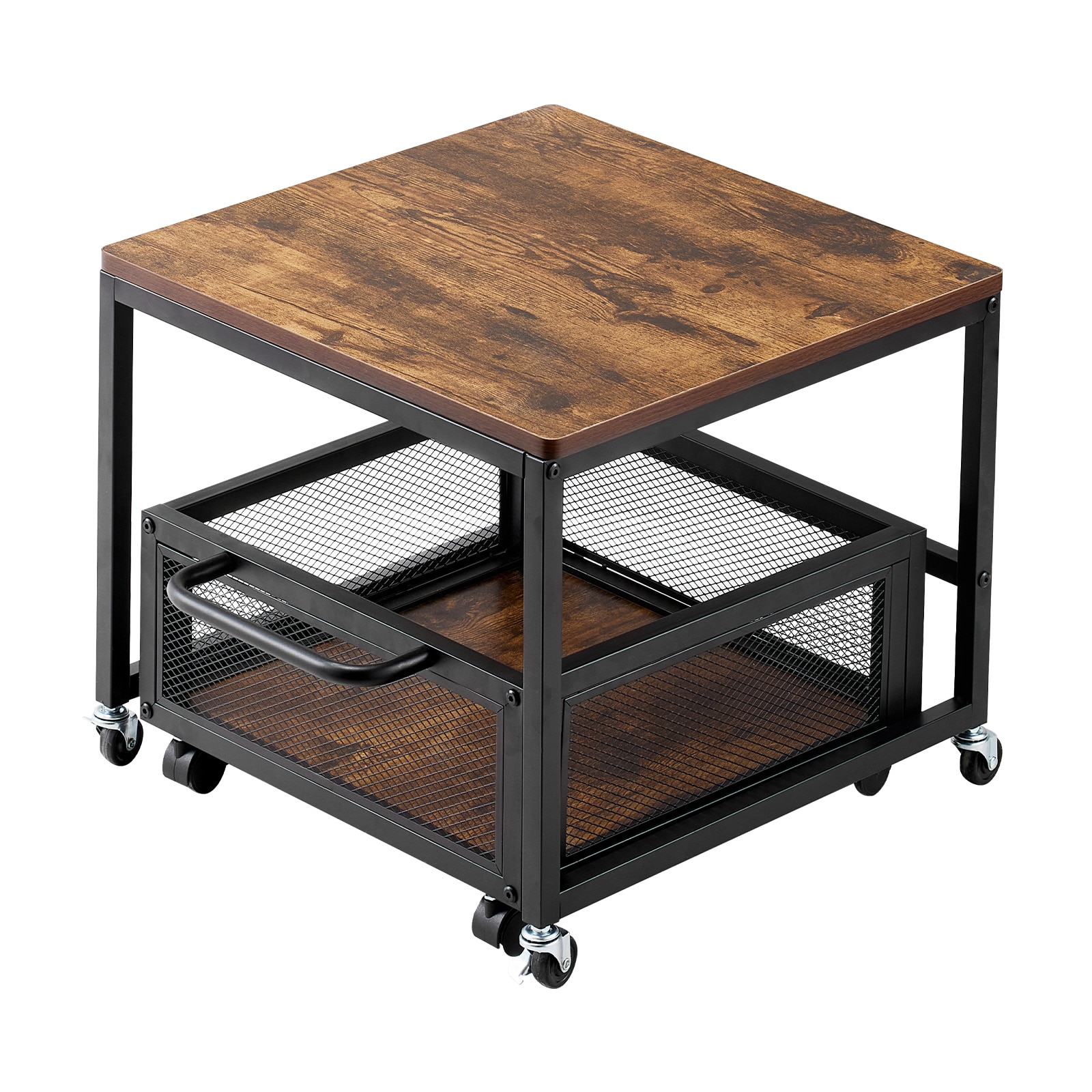 GIVIMO Mini Fridge Stand with Storage Cart 198-lb Capacity Beverage Refrigerator Table with Swivel Wheels E1 Wood Board for Coffee Bar Kitchen Dorm Light Brown