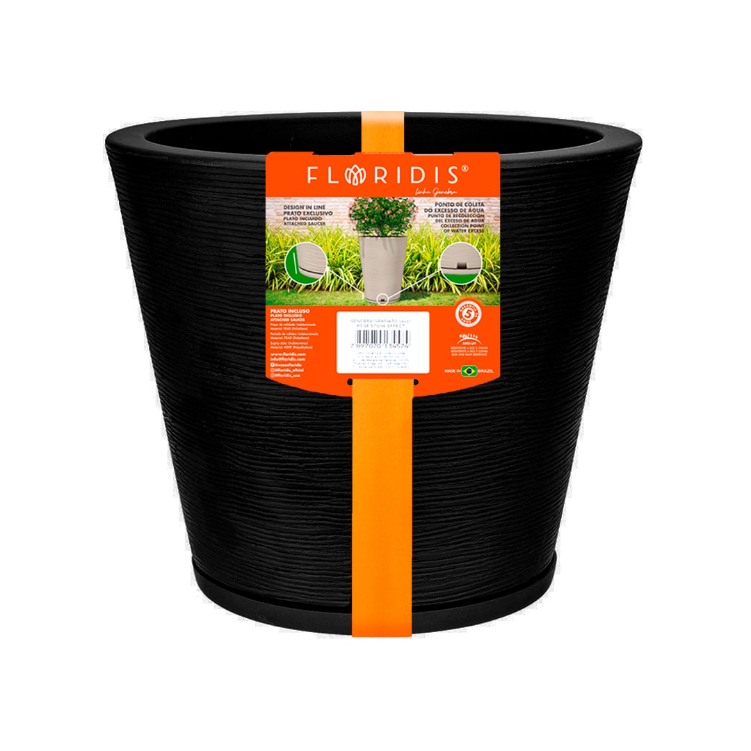 FLORIDIS 10160032 2.625-in W x 12.6-in L Black HDPE Indoor/Outdoor Planter