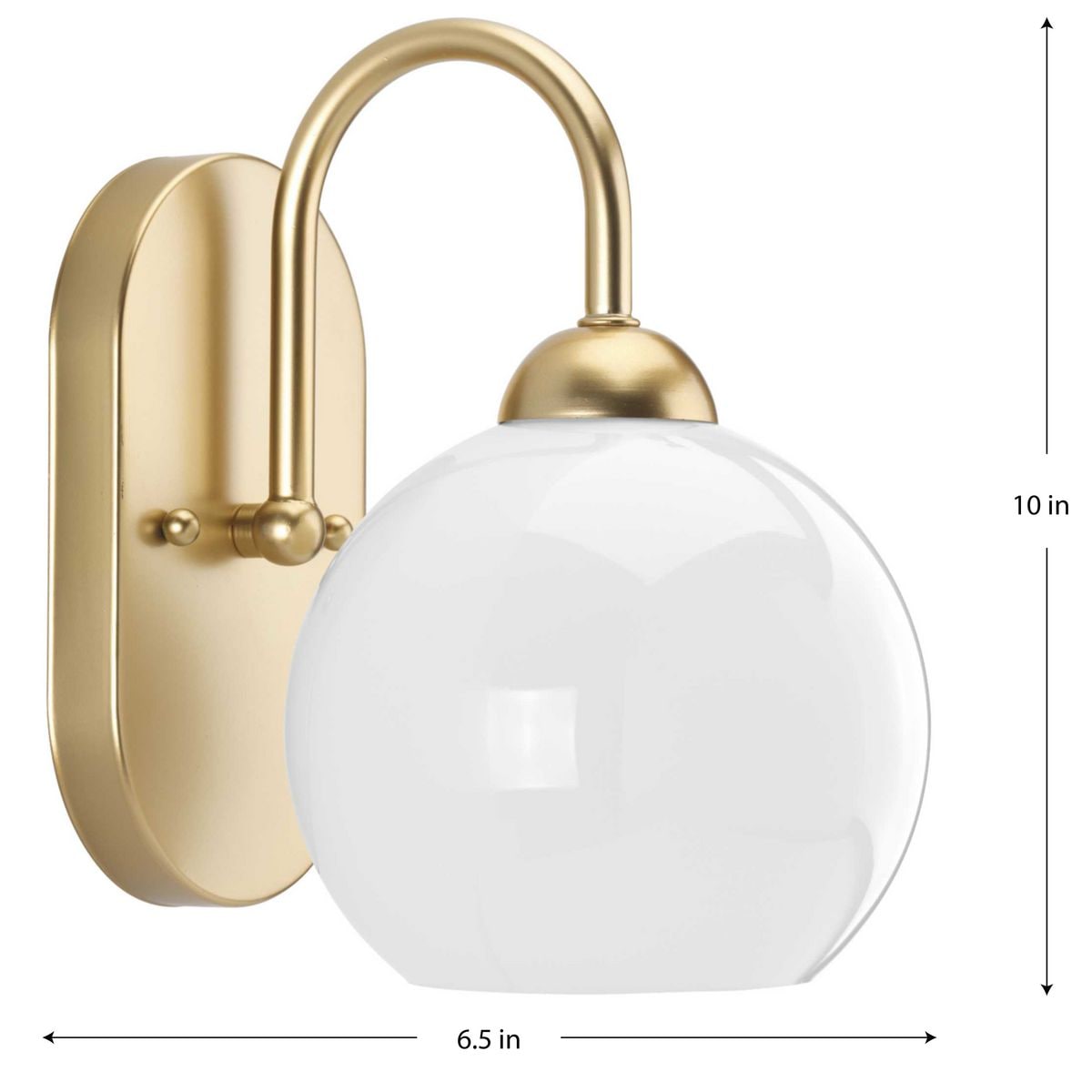 Vintage Gold and White Glass Globe Bath Wall Light
