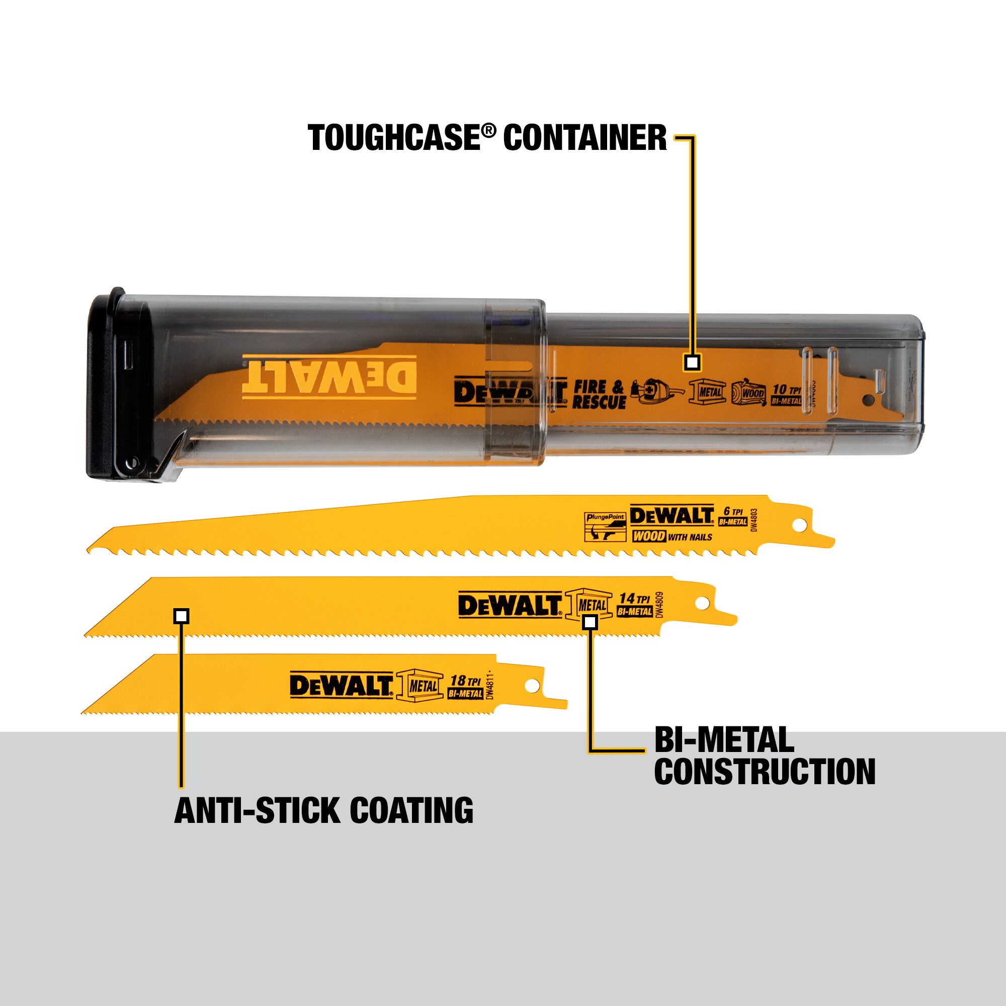 DEWALT ToughCase Bi-metal-TPI Wood/Metal Cutting Demolition Reciprocating  Saw Blade (16-Pack) in the Reciprocating Saw Blades department at