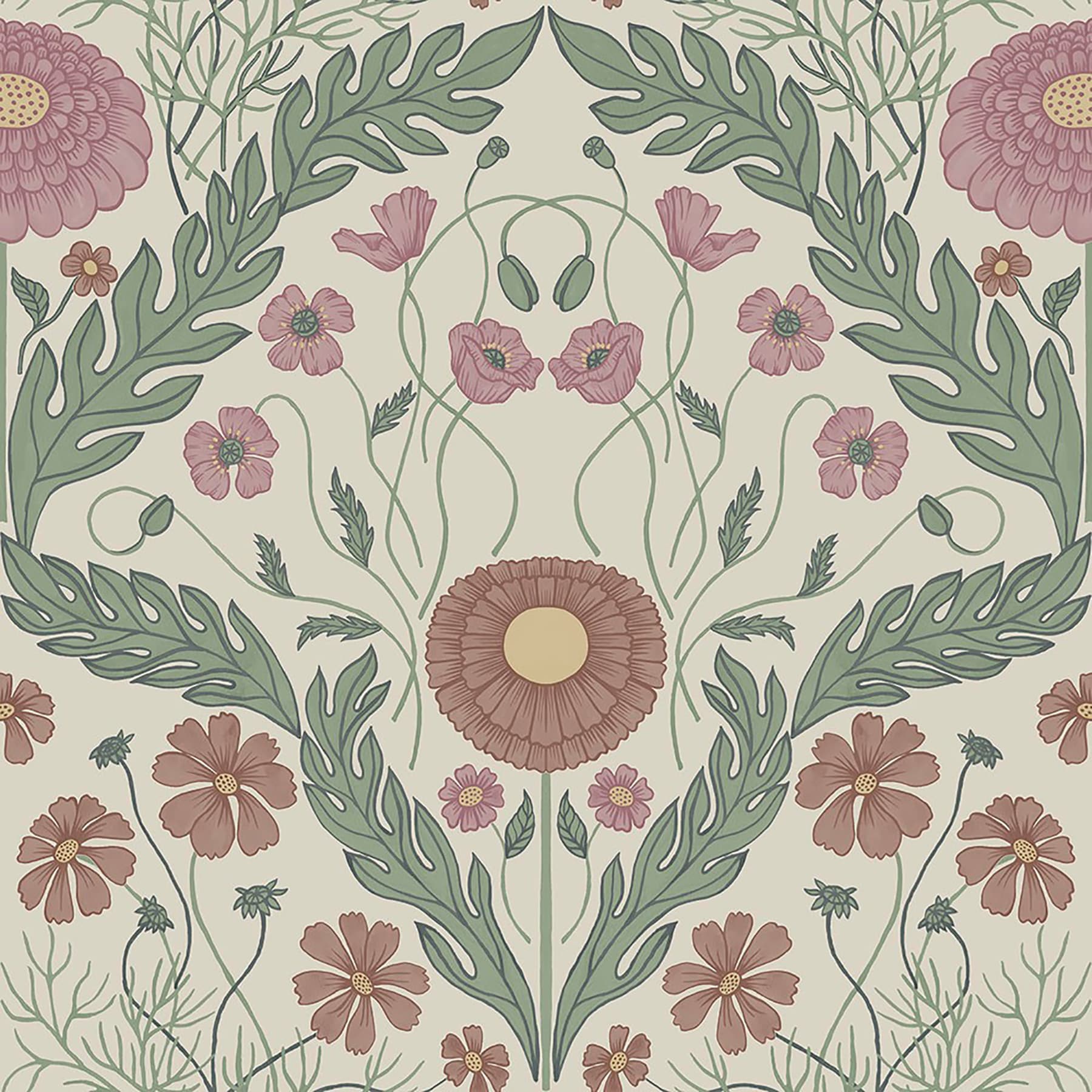 Midbec MD51002 56.4-Sq. Feet Multicolor Non-woven Floral Unpasted Wallpaper