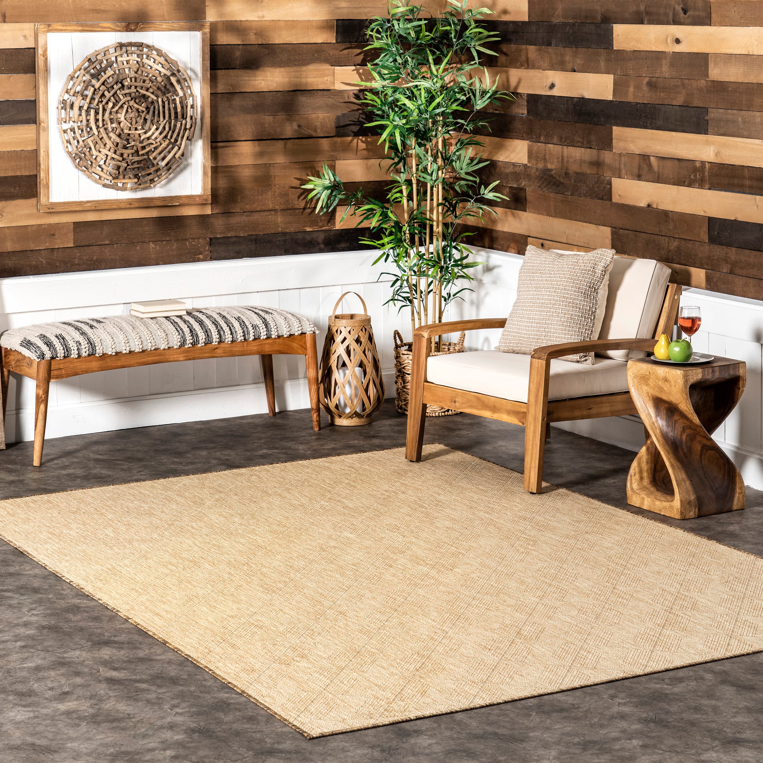 nuLOOM GBCB62A-13015 12 x 15 (ft) Loomed Polyester/Polypropylene Brown Rectangular Indoor/Outdoor Geometric Farmhouse/Cottage Area rug
