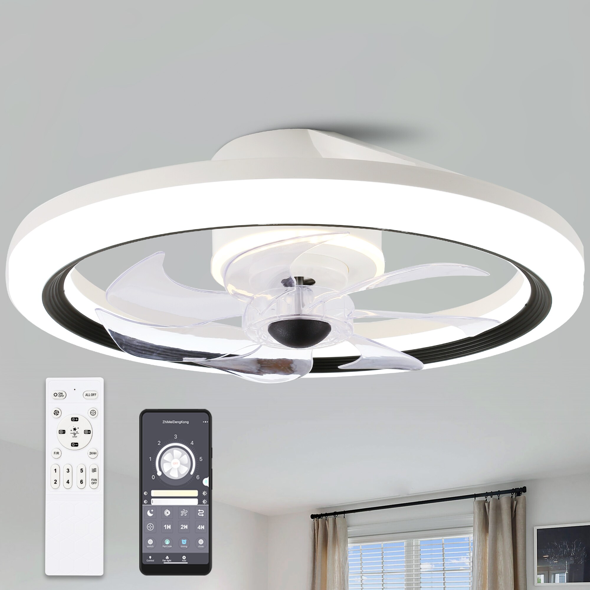 Bella Depot Low Profile Fans 19-in White Color-changing LED Indoor ...