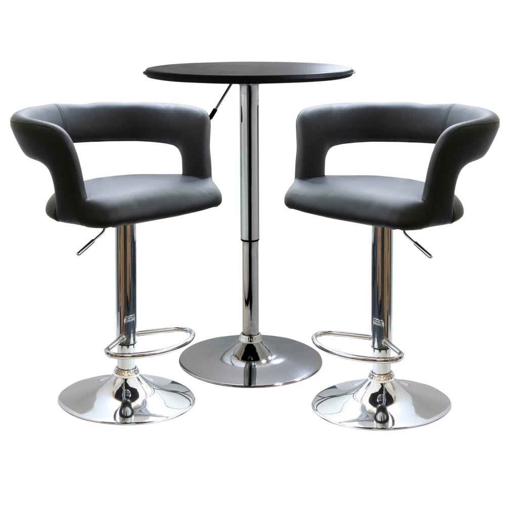 AmeriHome BSSET29 Black/Chrome 24-in H Adjustable height Upholstered Swivel Metal Bar Stool