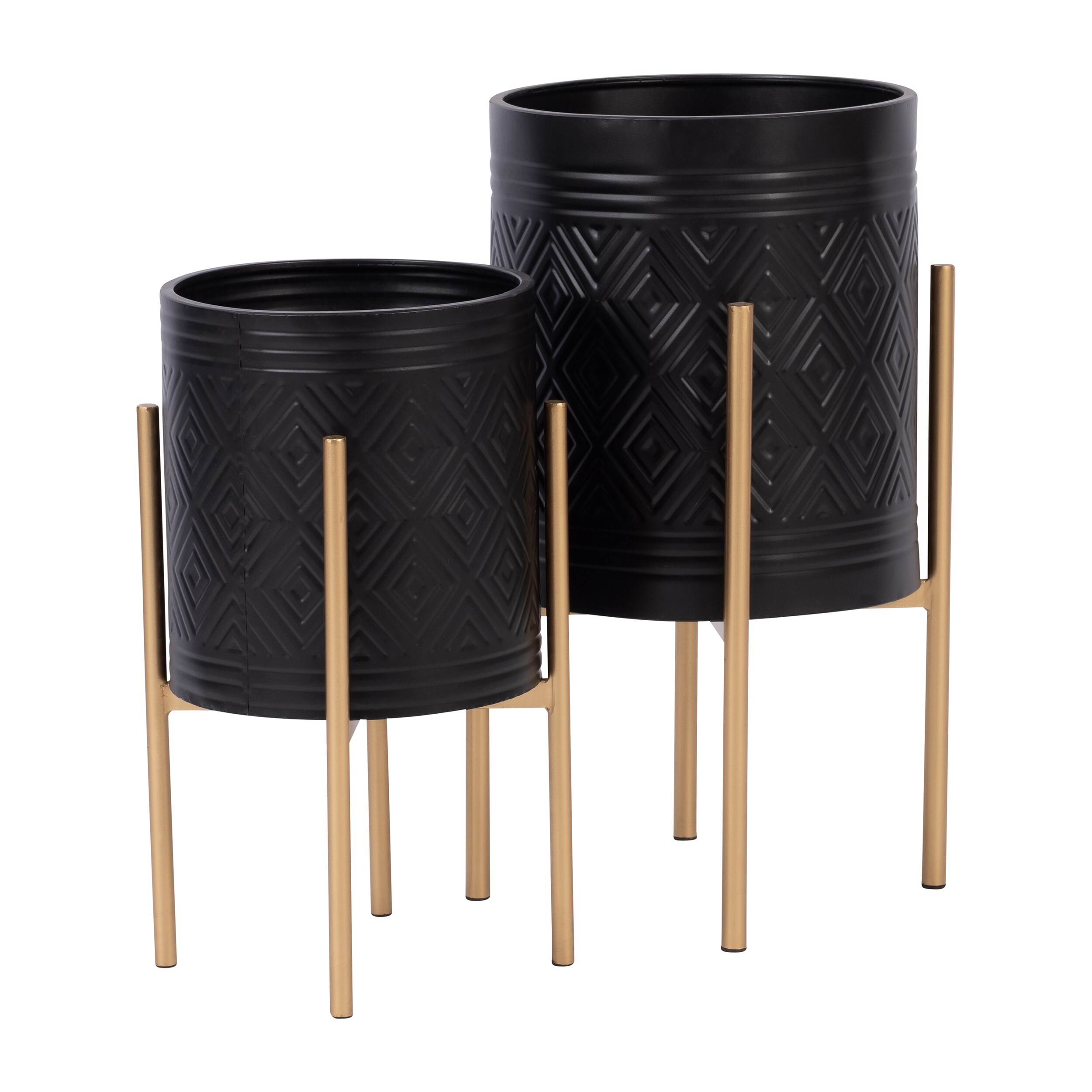 Kahomvis HDA-QPB0-790 Round 14.0-in W Medium Black Metal Indoor/Outdoor Planter