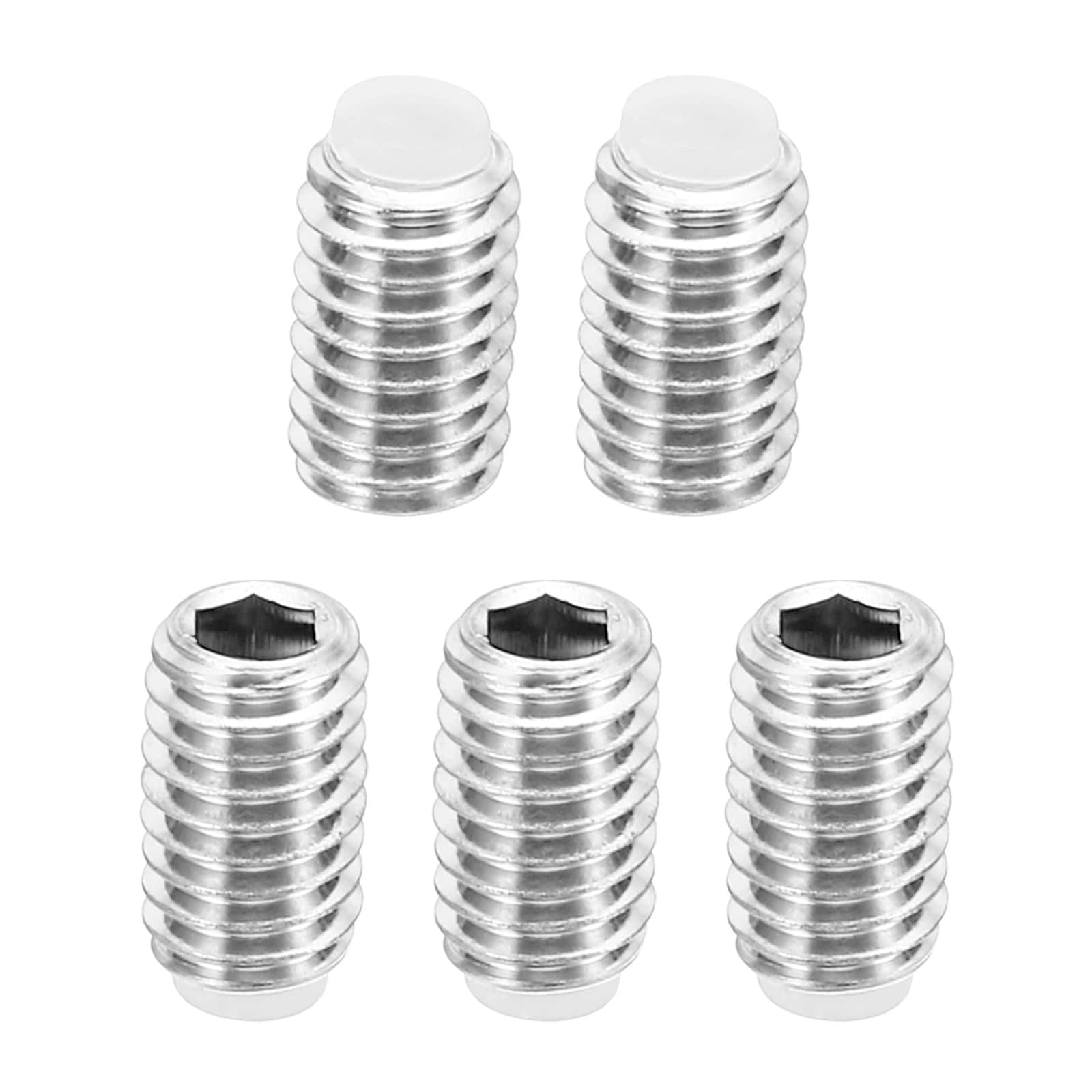 PATIKIL M6x10mm Nylon Tip Grub Screw 5pcs Metric Hex Socket Head Cup Point Anti Slip Set Screws Internal Hex Drive Hardware 304 Stainless Steel