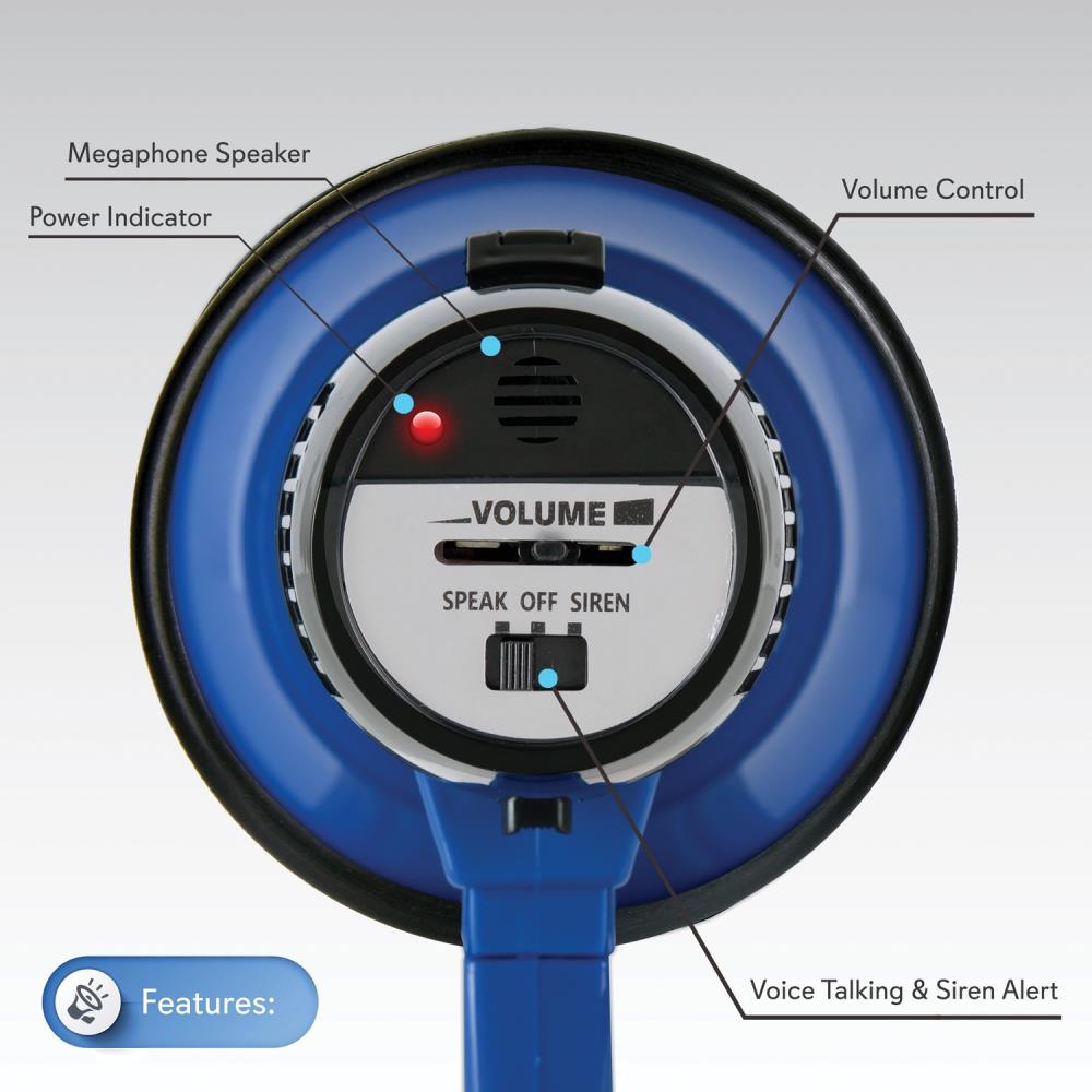 Portable Megaphone Speaker Siren Bullhorn Built-in Siren Adjustable Volume Control Blue Compact and Battery Operated Pyle PMP31BL PMP30 & Pyle Megaphone Speaker Lightweight Bullhorn 