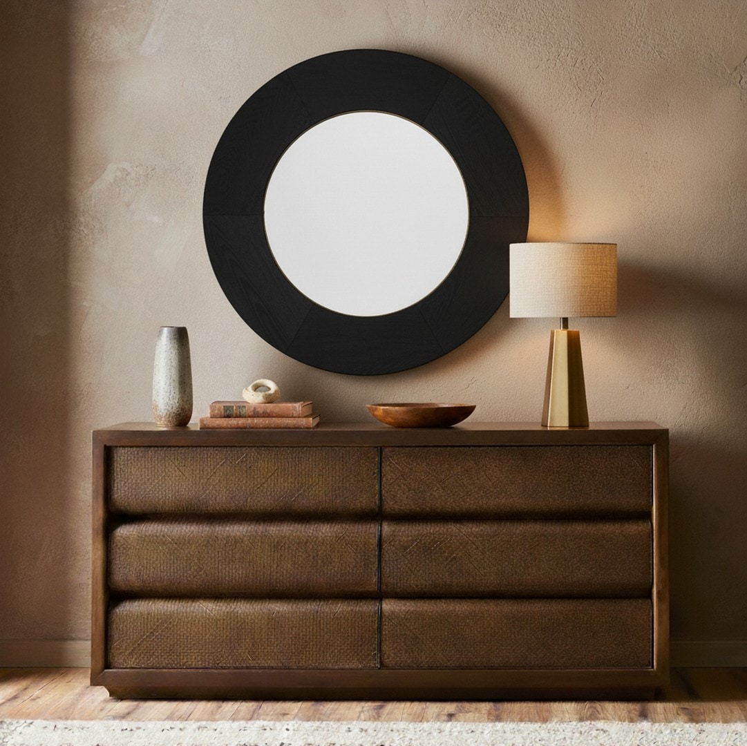 Safavieh  Netta Round Wood Mirror/Black