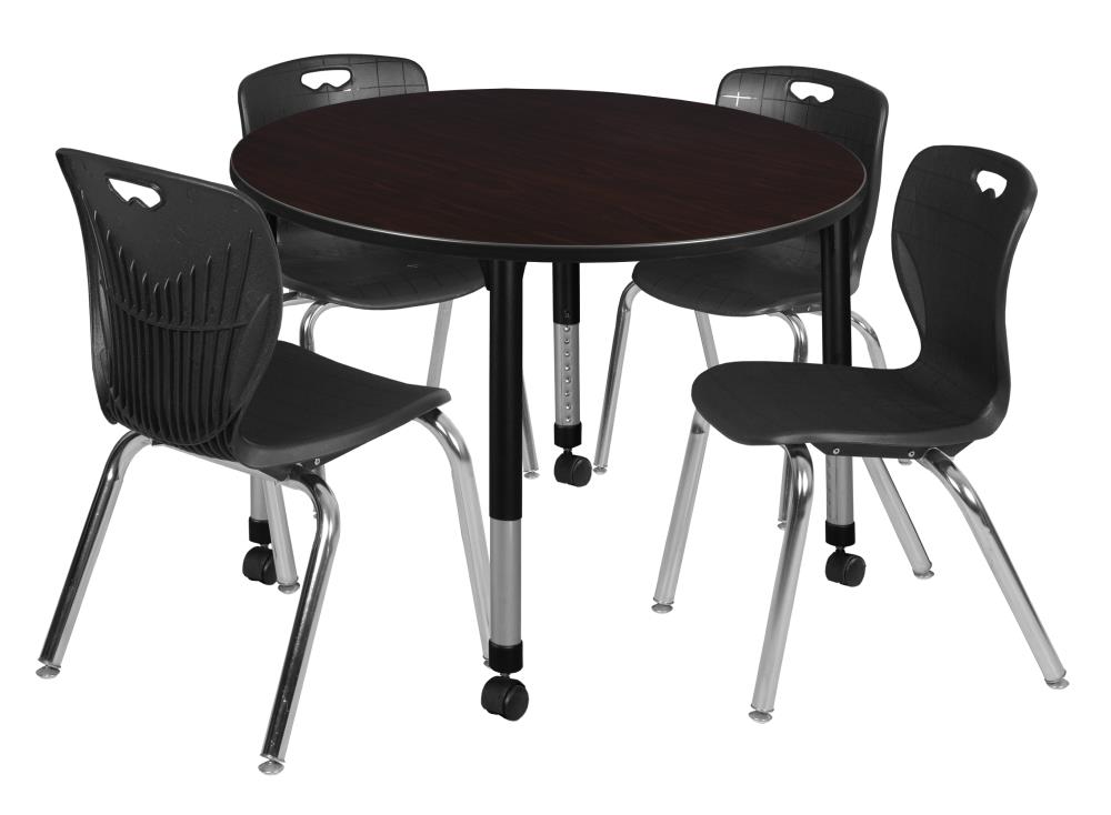 Regency TB48RNDMWAPCBK40BK Classroom Tables Brown 4-Person Training Table (48-in W x 34-in H)