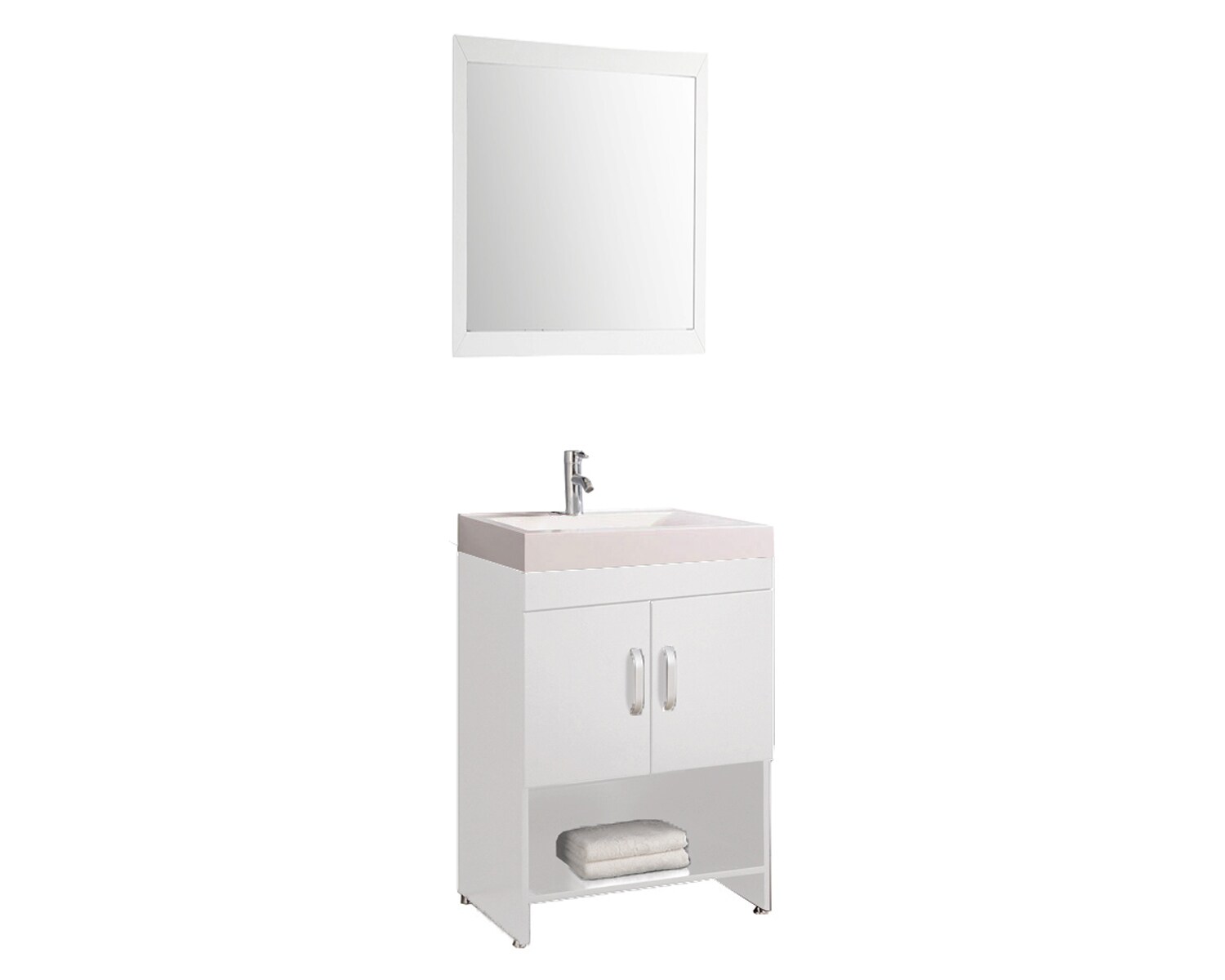 MTD Vanities MTD-8157W 24-in White Single Sink Bathroom Vanity with White Top (Mirror and Faucet Included)