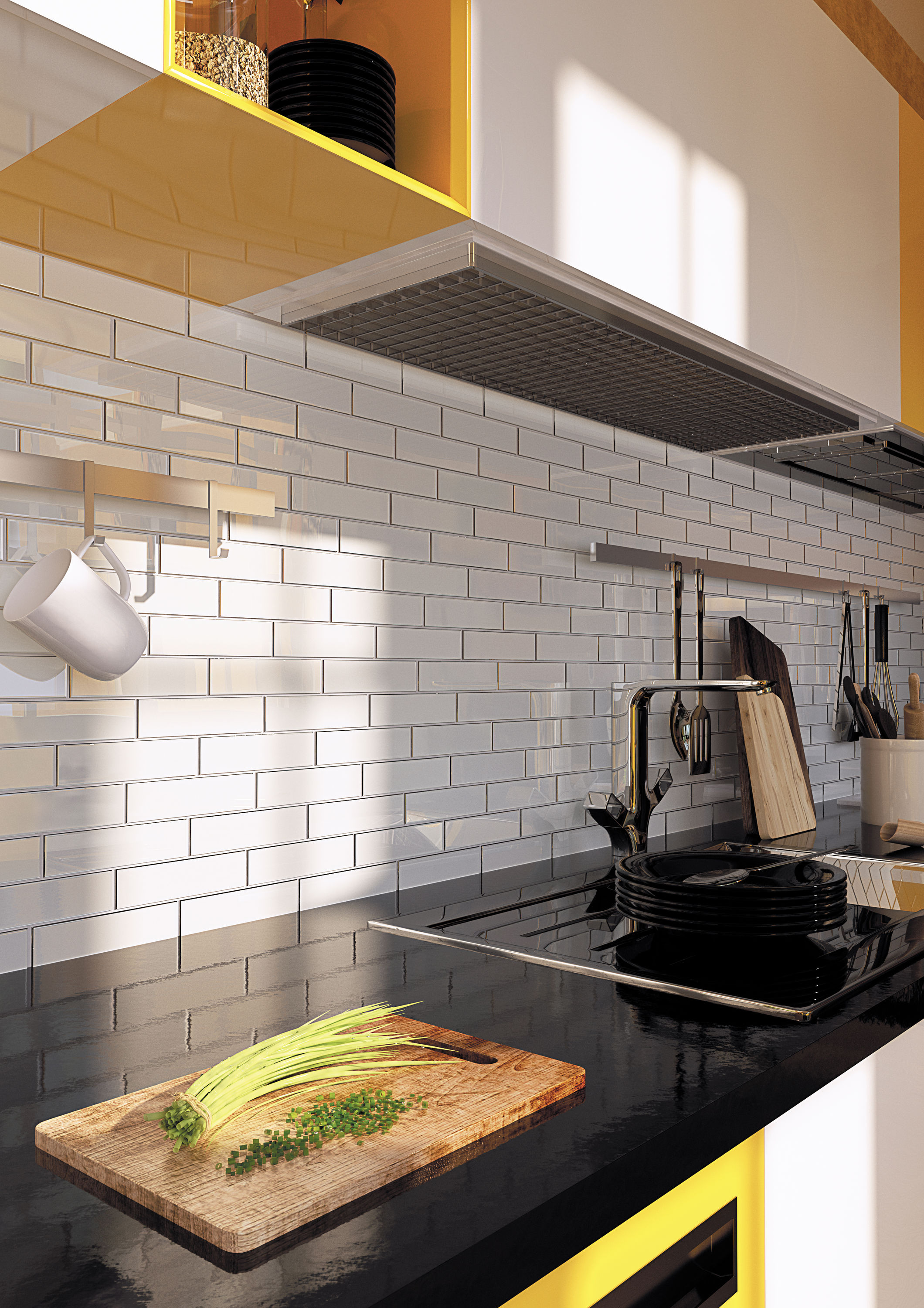 Apollo Tile (Sample) White 2-in x 8-in Glossy Glass Brick Subway Floor and Wall Tile