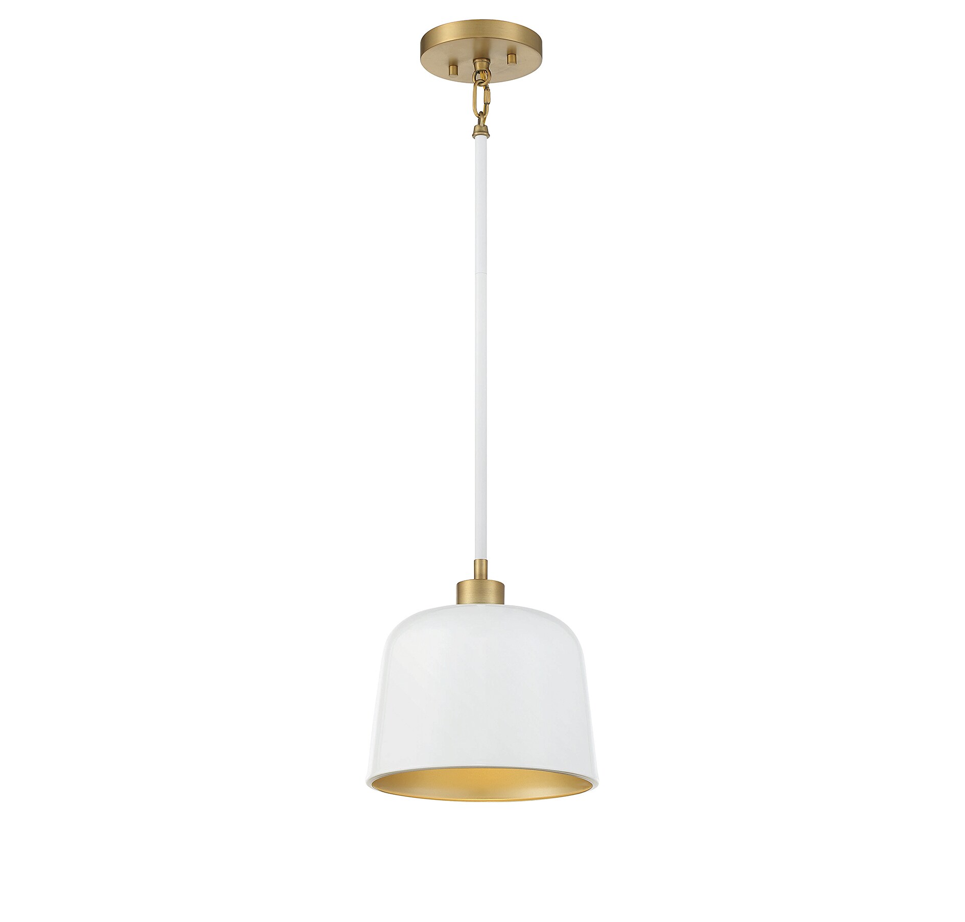 Meridian Lite Trends M70118WHNB Meridian White with Natural Brass Vintage Bowl Mini Hanging Pendant light