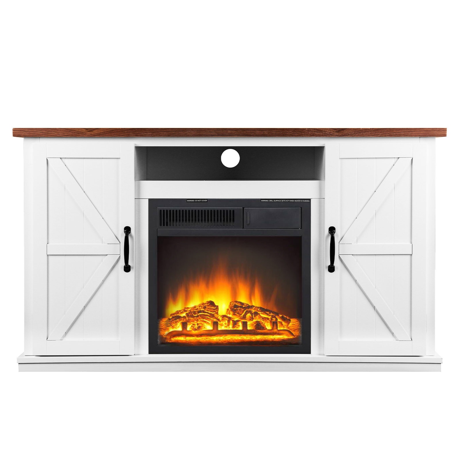 COWSAR 46.46-in W Walnut TV Stand with Infrared Quartz Electric Fireplace M2304-WHITE Sansujyuku sansujyuku.com