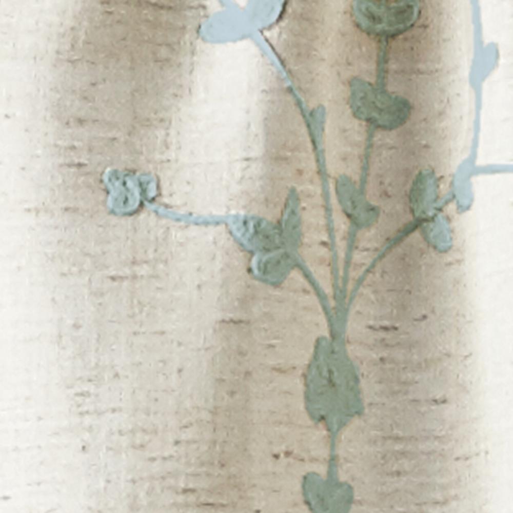 Aqua Floral Embroidered Linen Blend Rod Pocket Valance