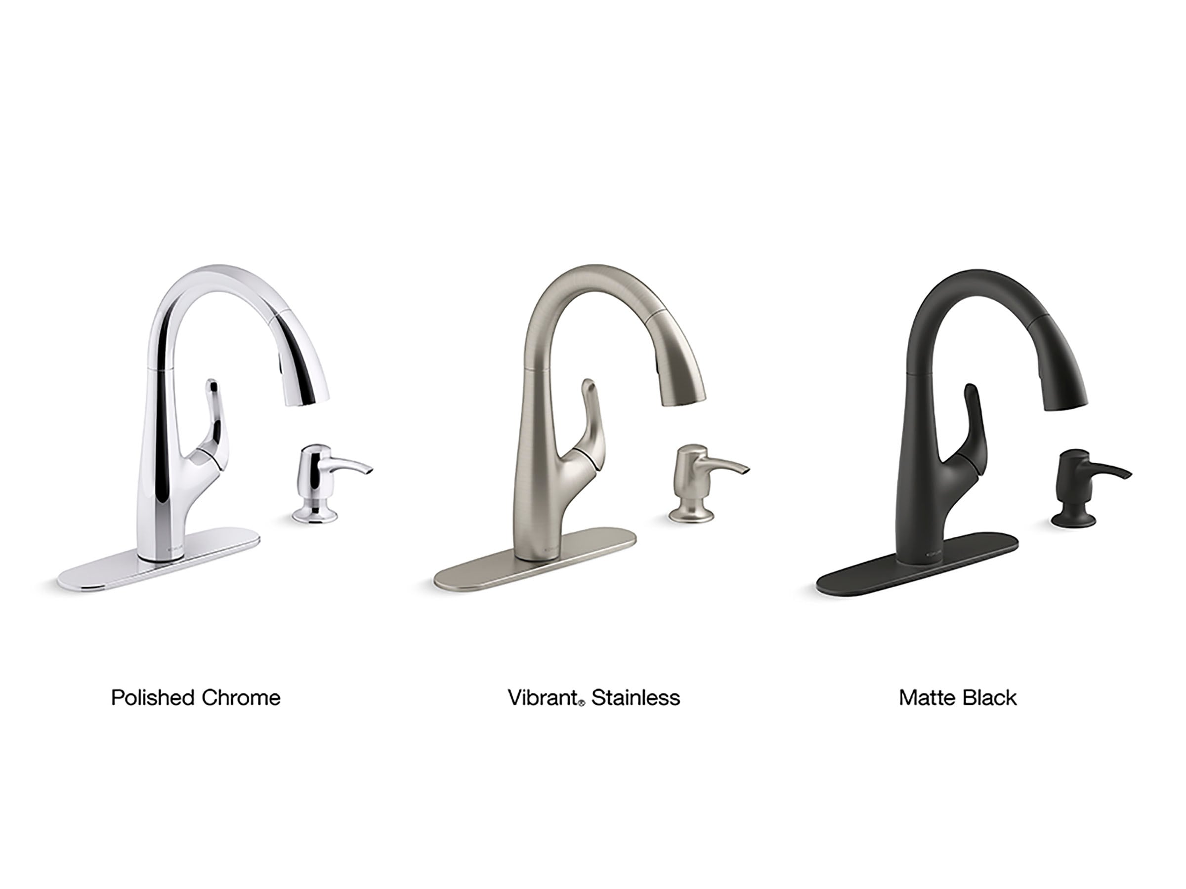 KOHLER Alle Polished Chrome Single Handle High-arc Kitchen Faucet with Deck  Plate and Soap Dispenser Included in the Kitchen Faucets department at 
