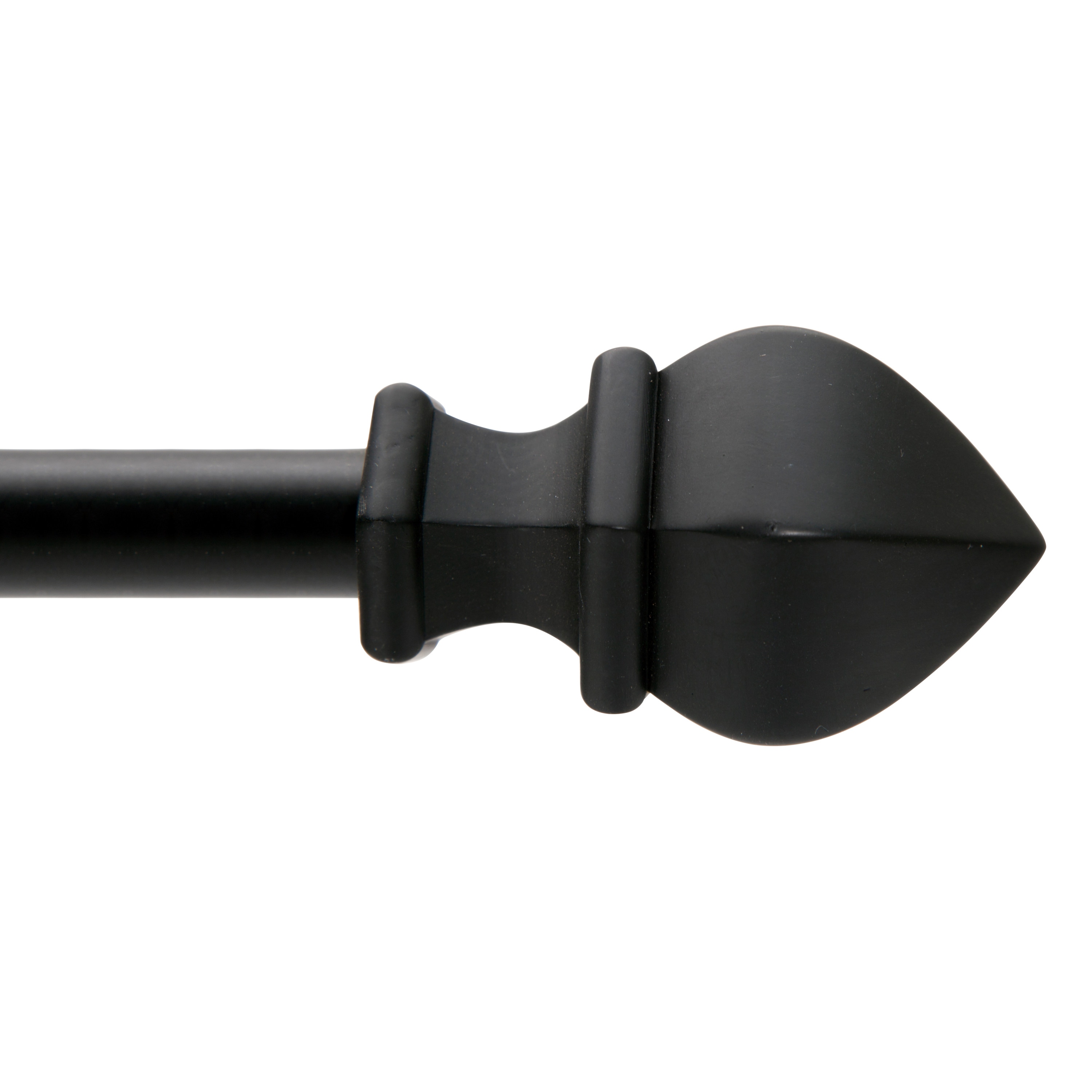 Kenney Fast Fit Easy Install Waverly 42-in to 120-in Black Steel Single curtain rod with Finials #KN80803NP