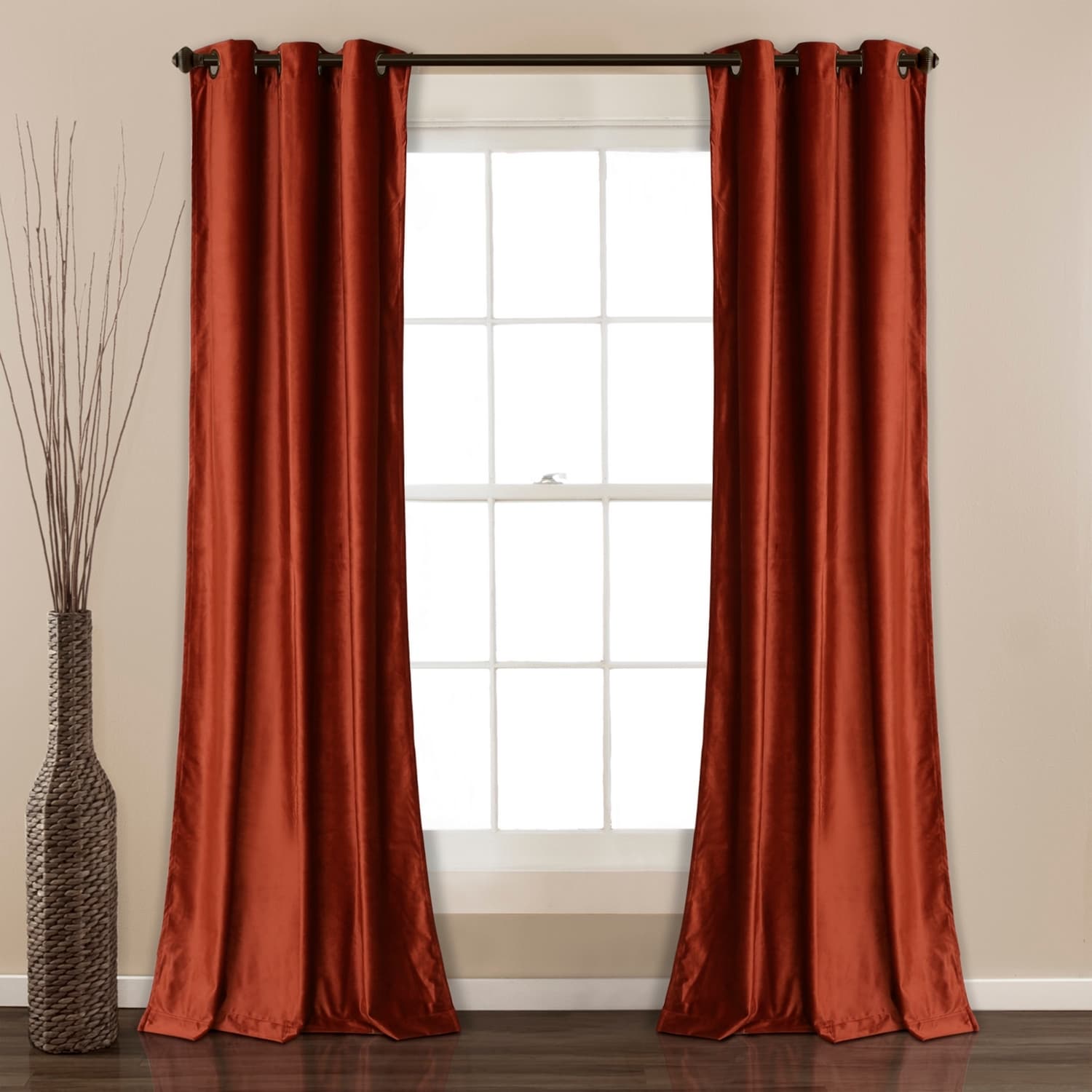 Lush Decor 16T007772 95-Inches Rust Light filtering Grommet Curtain panel pair