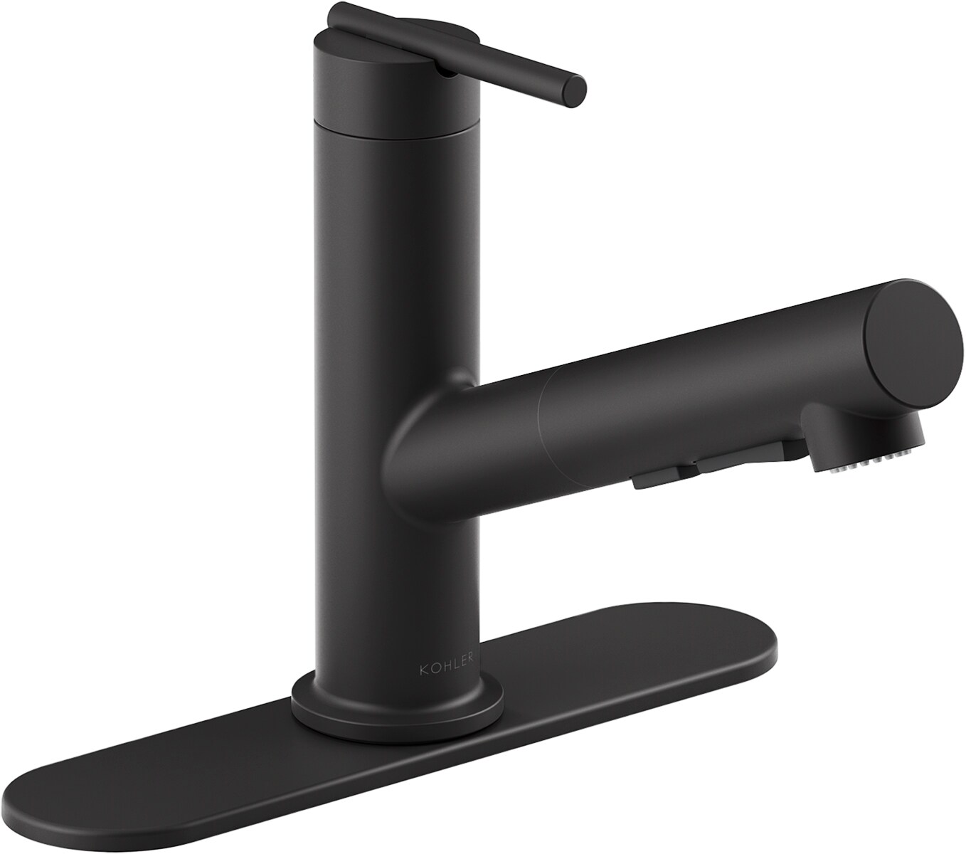 KOHLER Crue Matte Black Single Handle Pull-out Kitchen Faucet (Deck