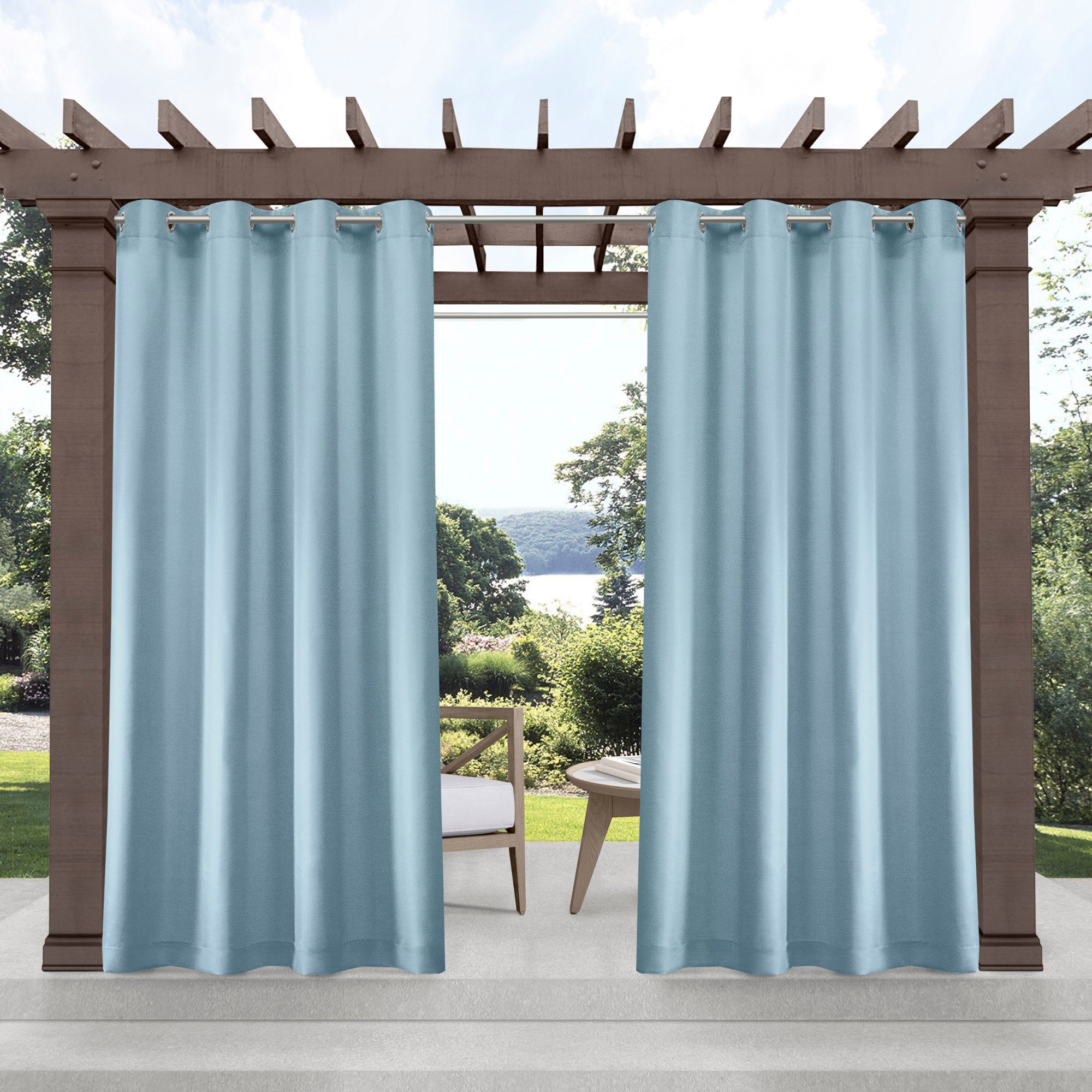 Exclusive Home YA013547DSEHE1 A122 96-in Outdoor Blue Light Filtering Grommet Curtain Panel Pair