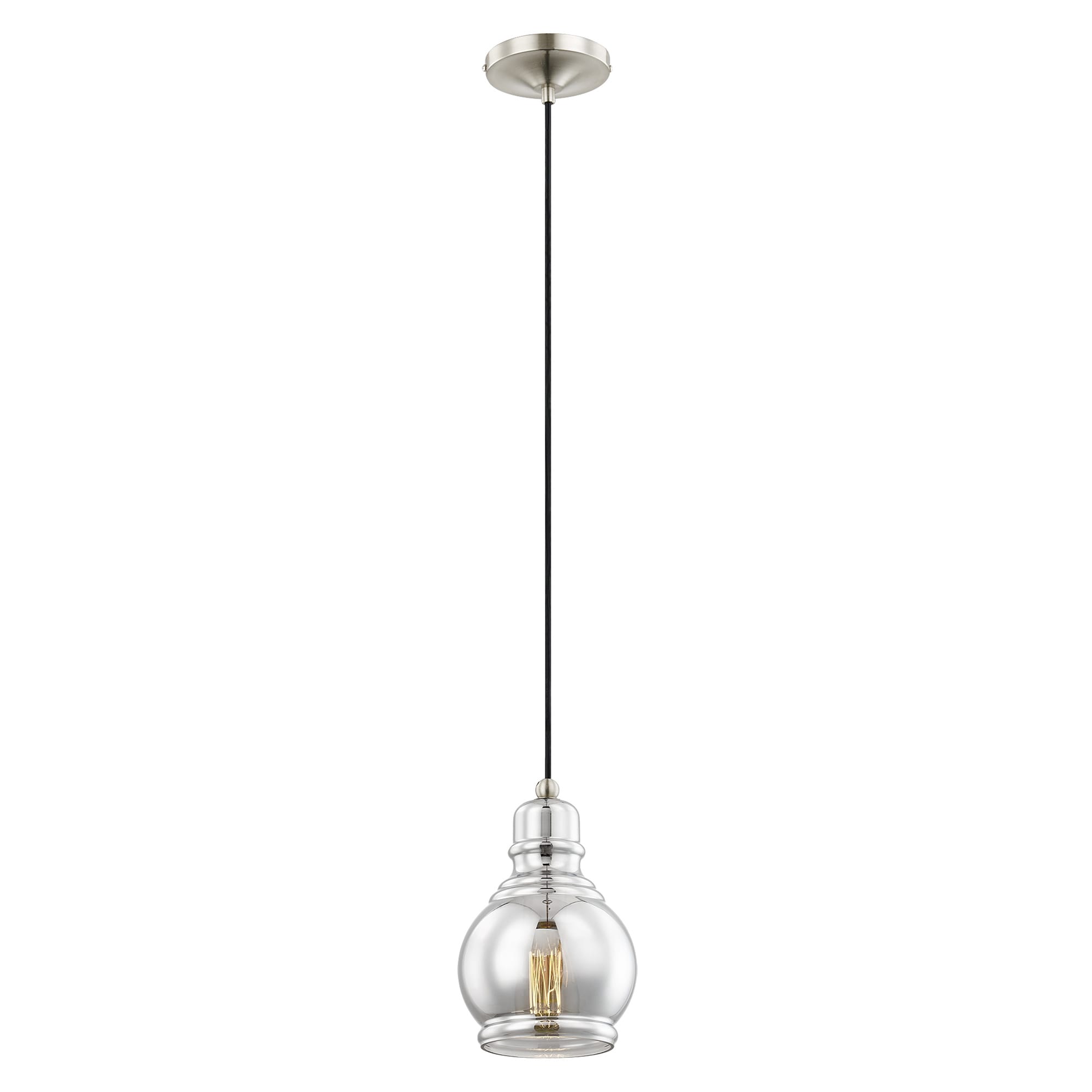Elegant Brushed Nickel Mini-Pendant with Smoke Glass Shade