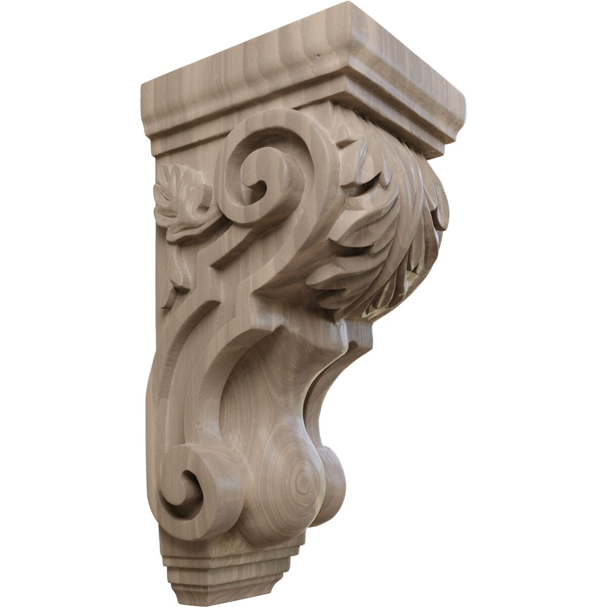 Ekena Millwork CORW04X05X10TAWA 4.5-in x 5.0-in x 10-in Unfinished Walnut Wood Paintable/Stainable Corbel