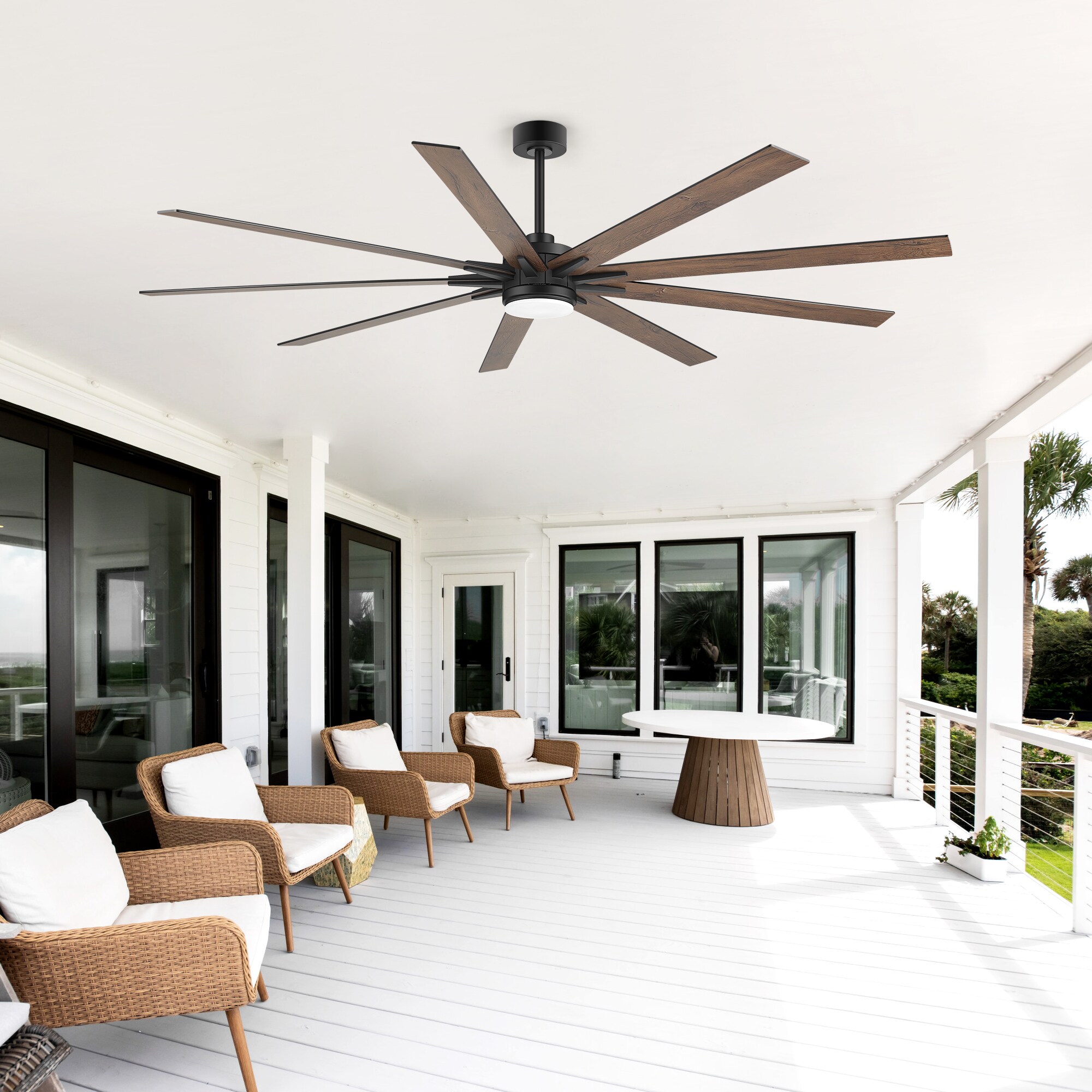 Breezary Windmill 84-in Black with Black and Rich Walnut Blades