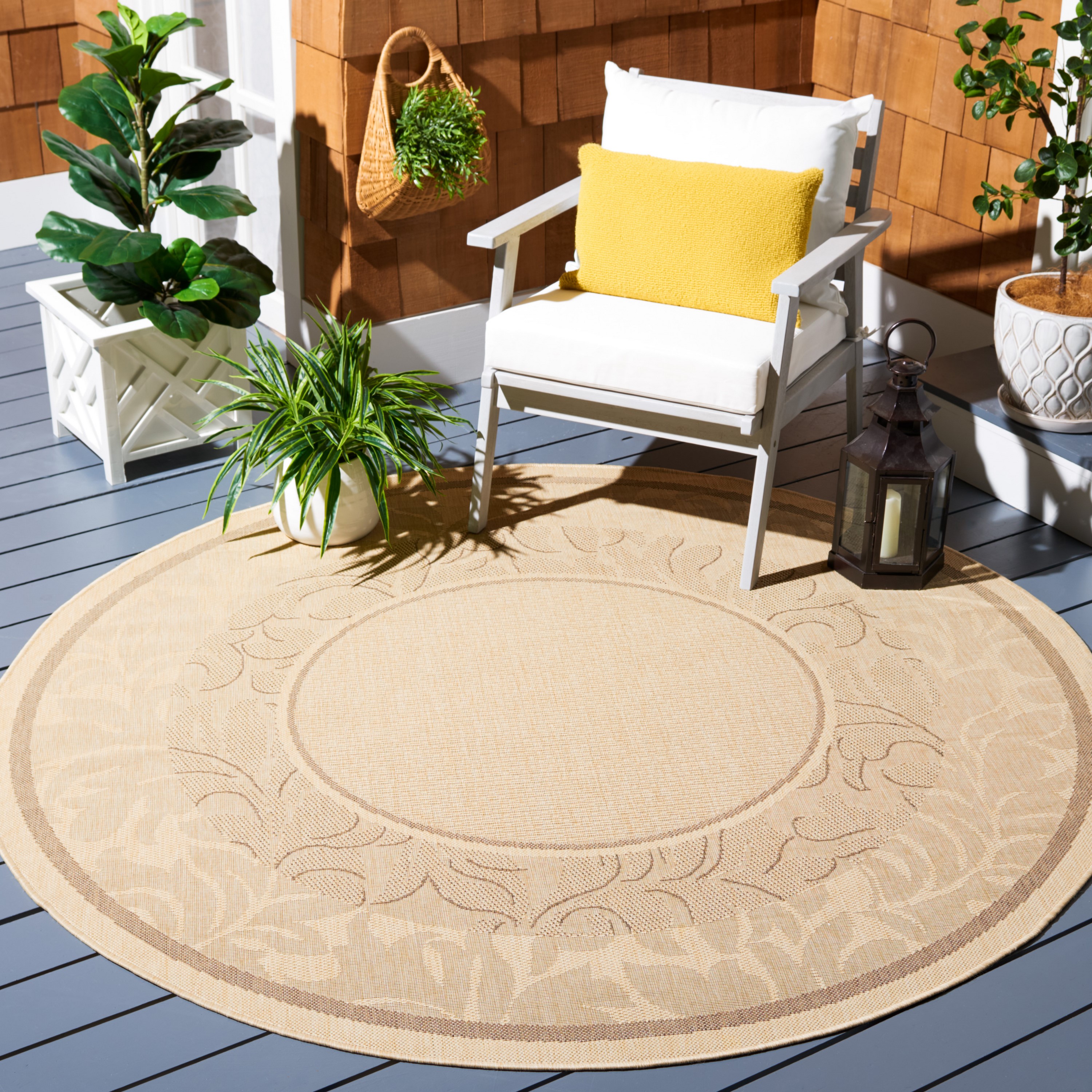 Safavieh Courtyard Cerate 7 X 7 (ft) Natural/Brown Round Indoor/Outdoor ...